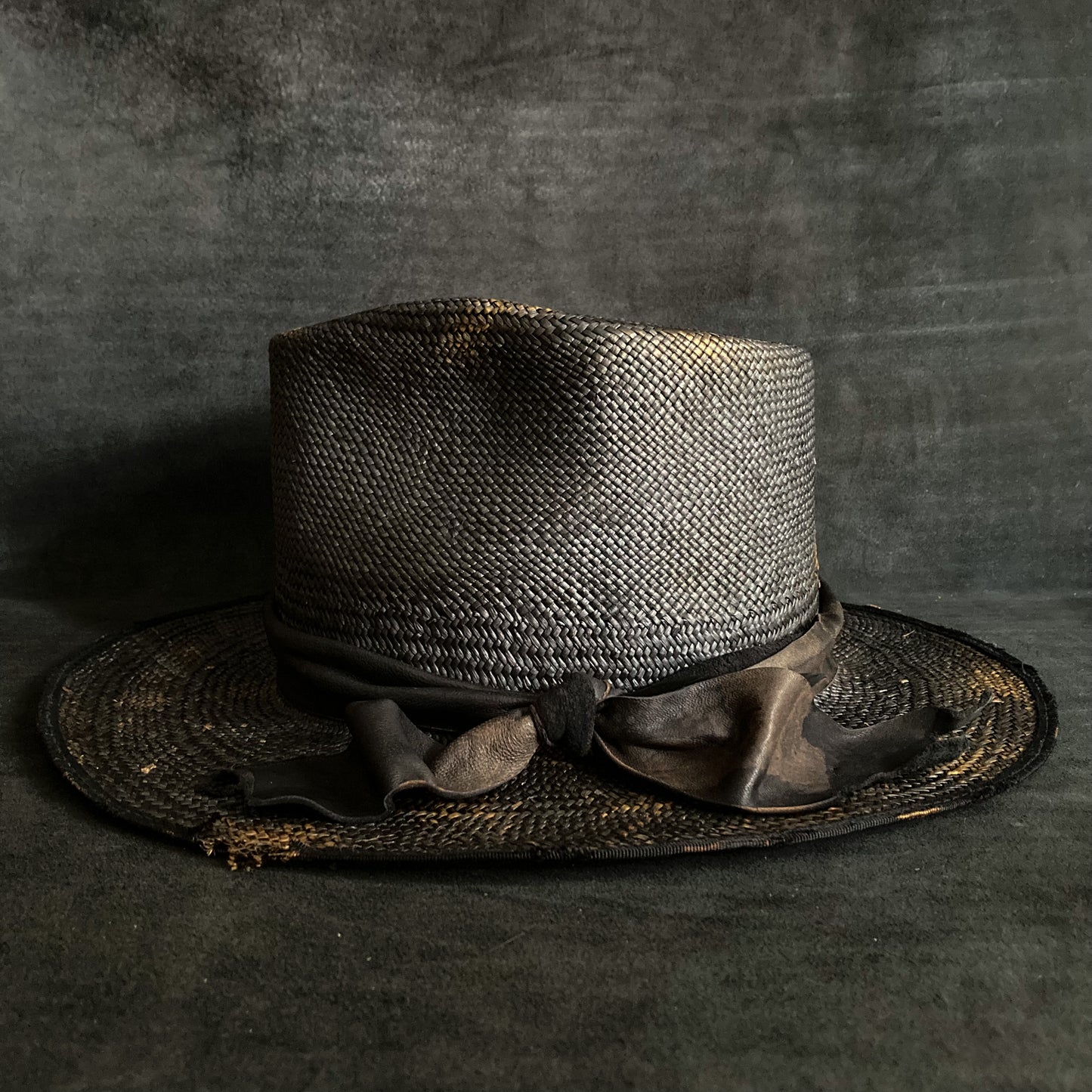 Turn black panama fedora hat