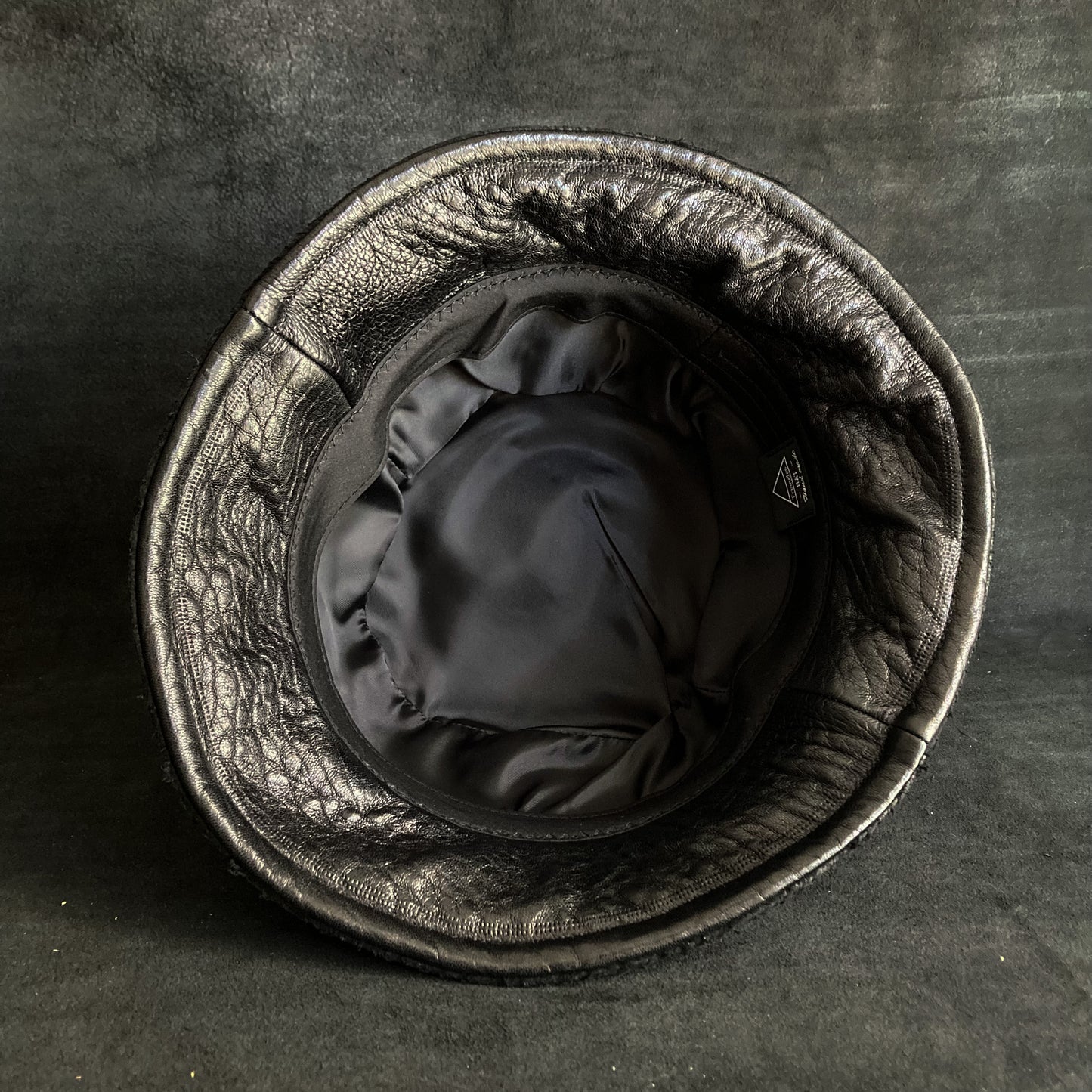 Weed black leather bucket hat