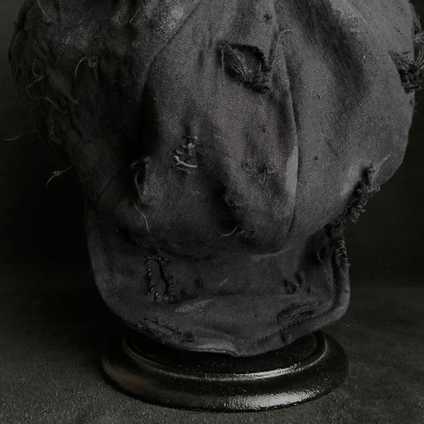 Black linen damage casquette