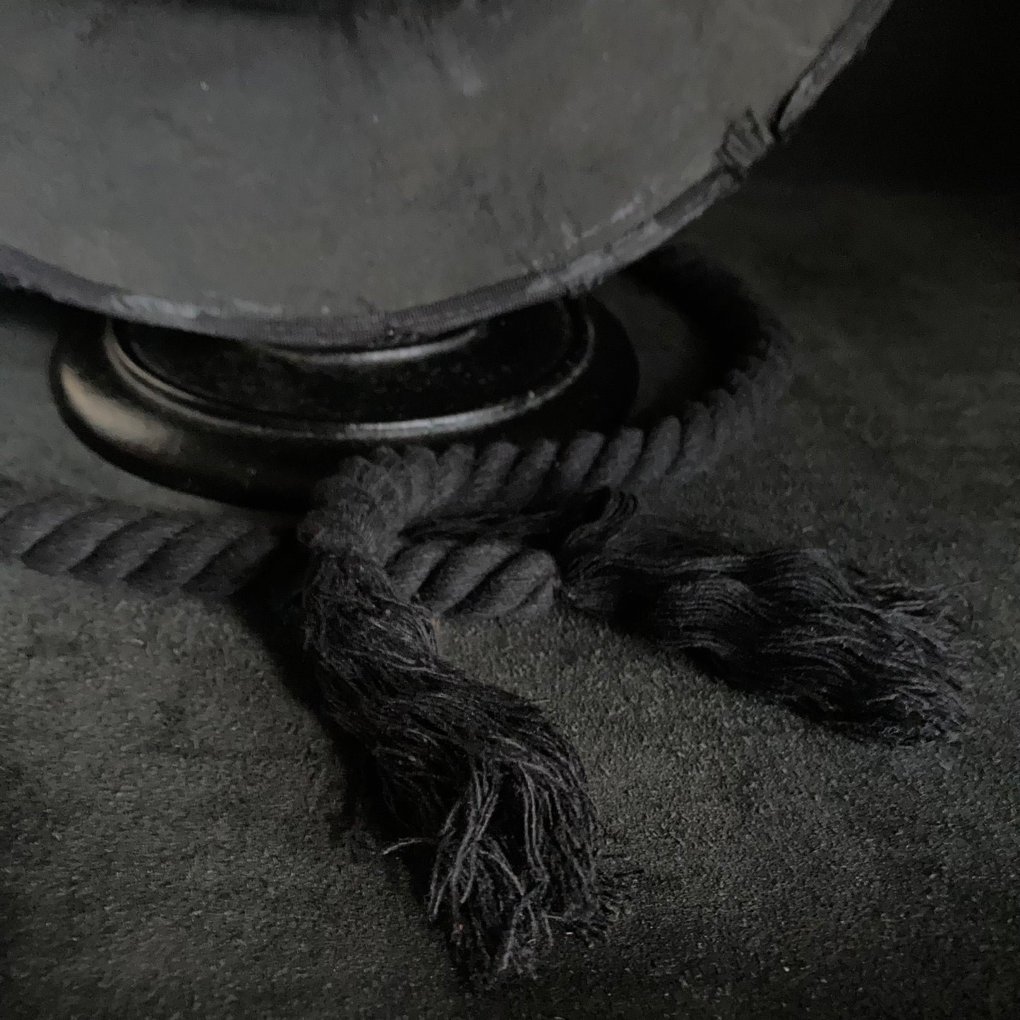 Charcoal pork pie hanging rope hat