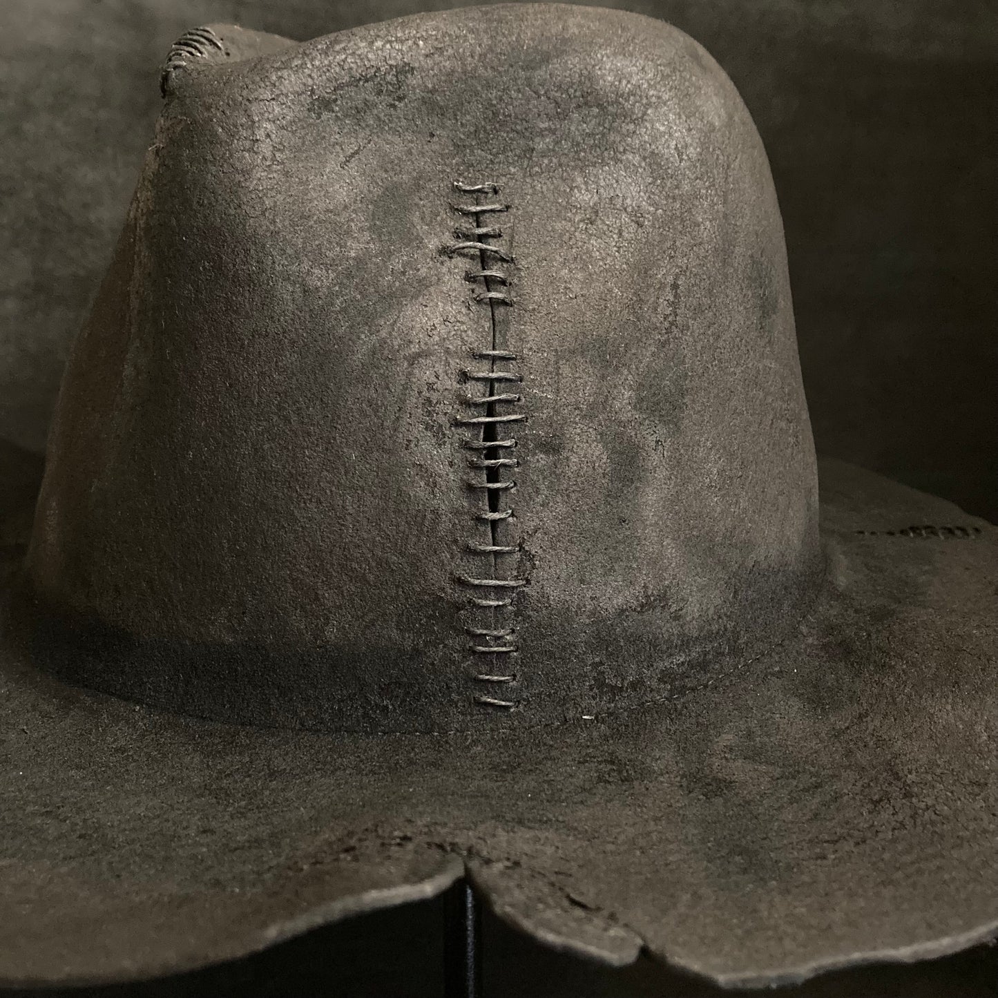 Burnt wax stitch fedora hat