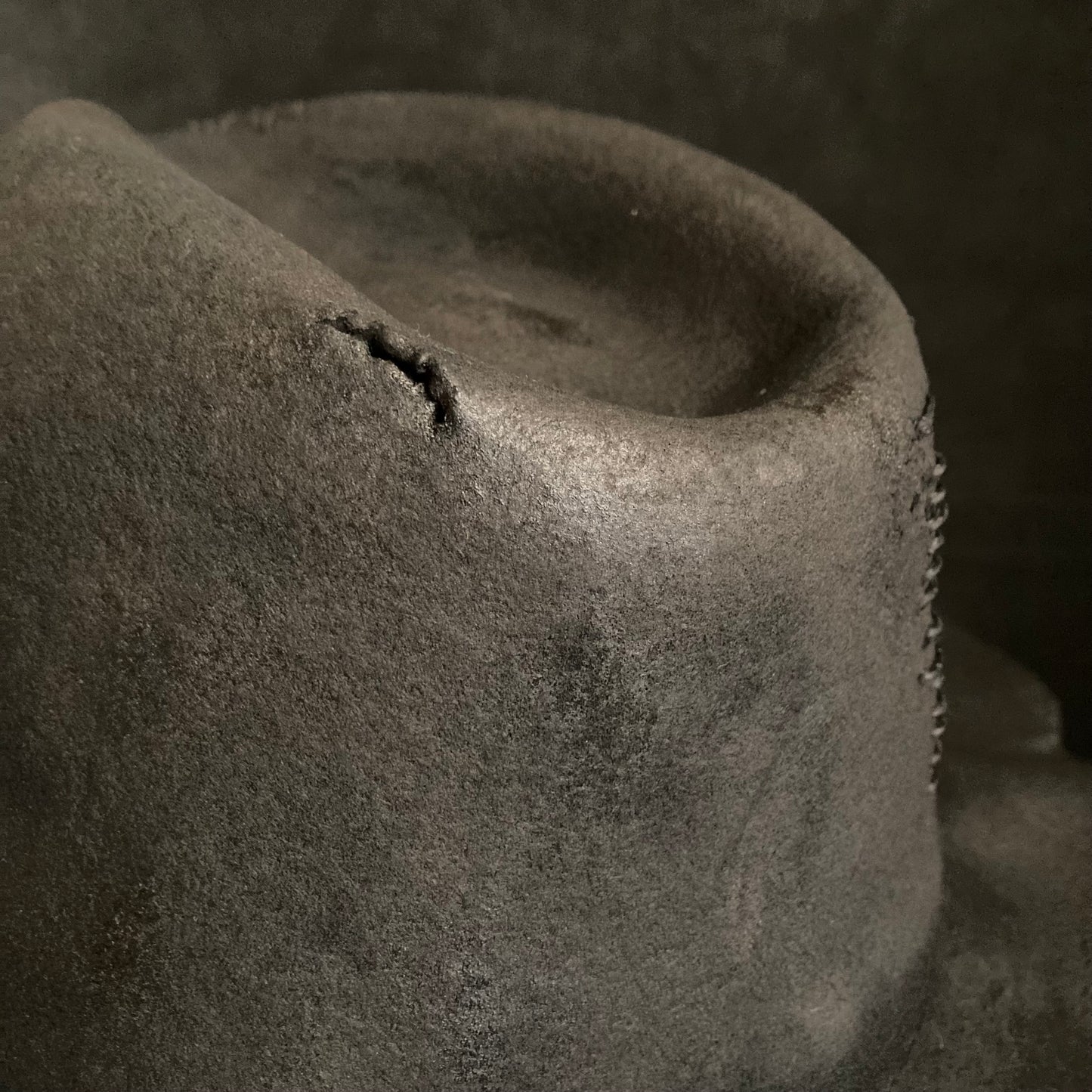 Burnt wax stitch fedora hat