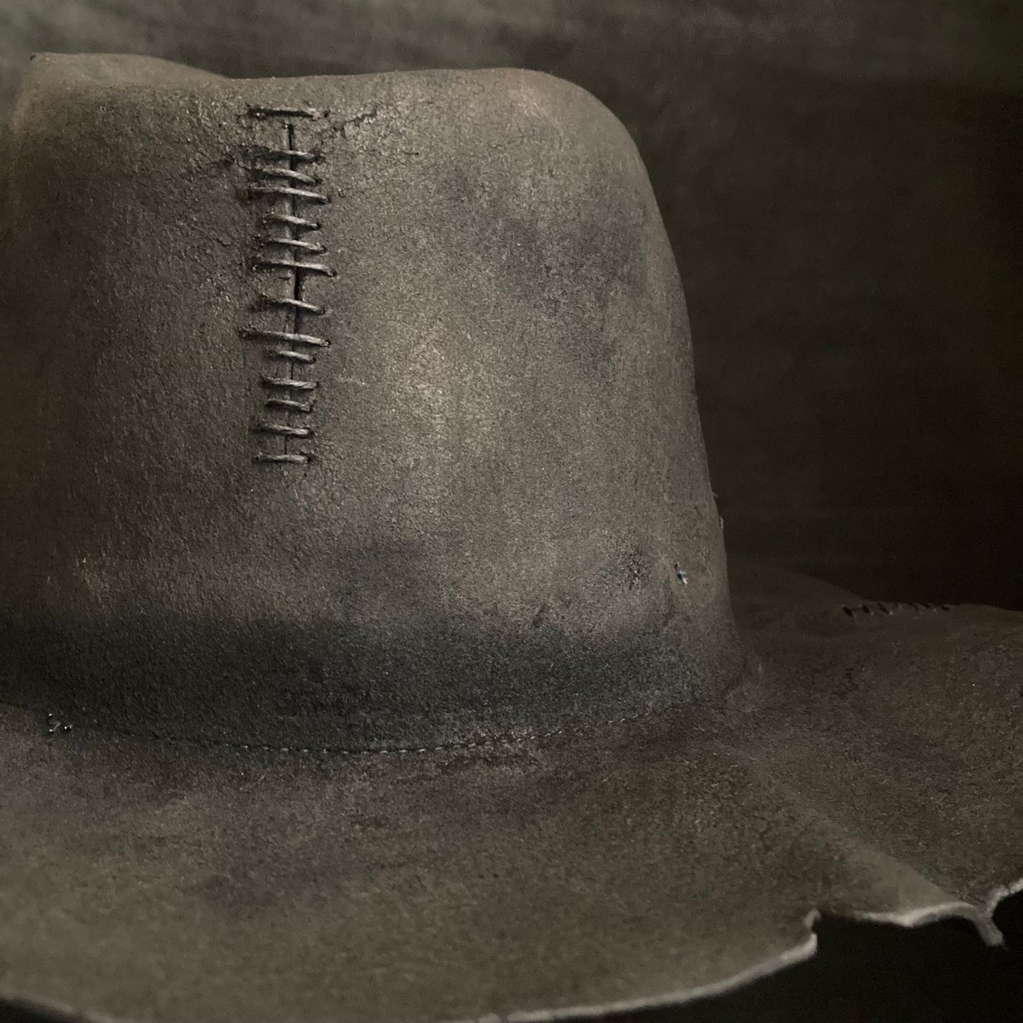 Burnt wax stitch fedora hat