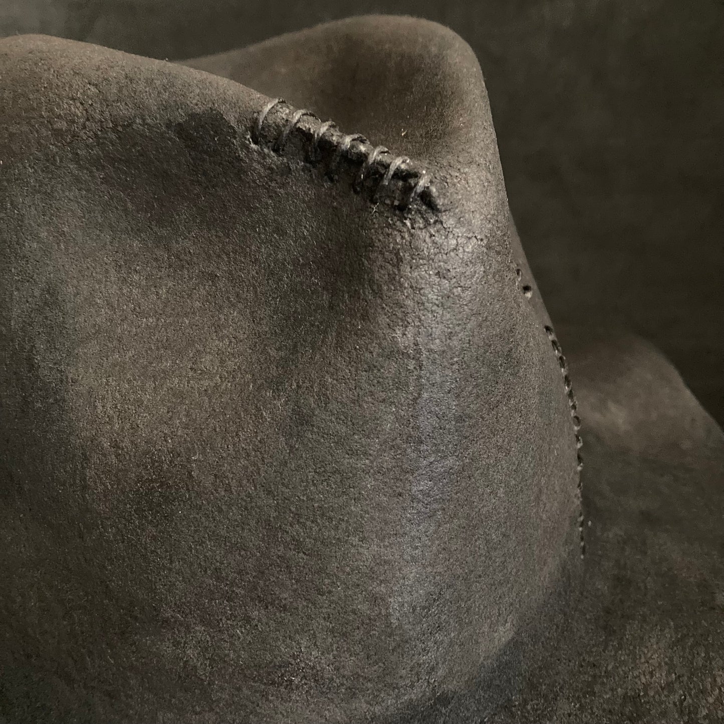 Burnt wax stitch fedora hat
