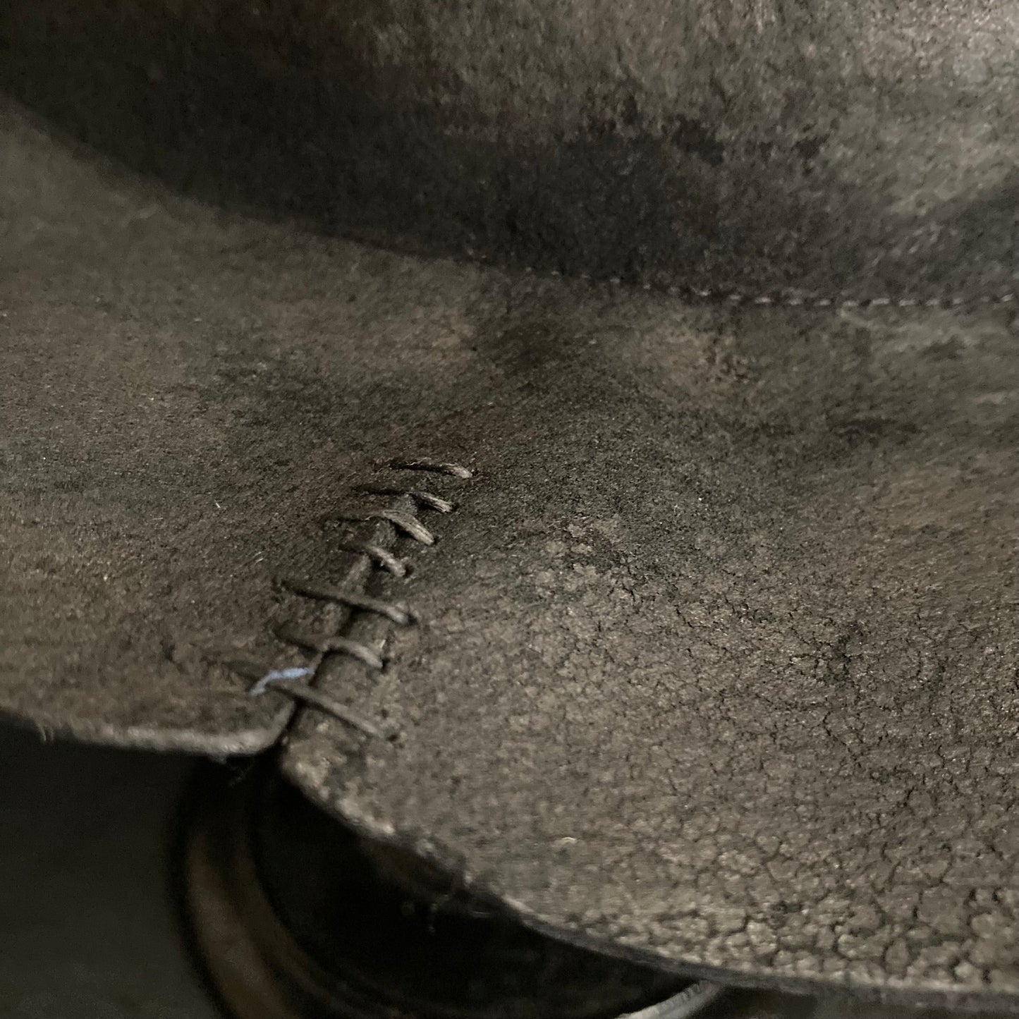 Burnt wax stitch fedora hat