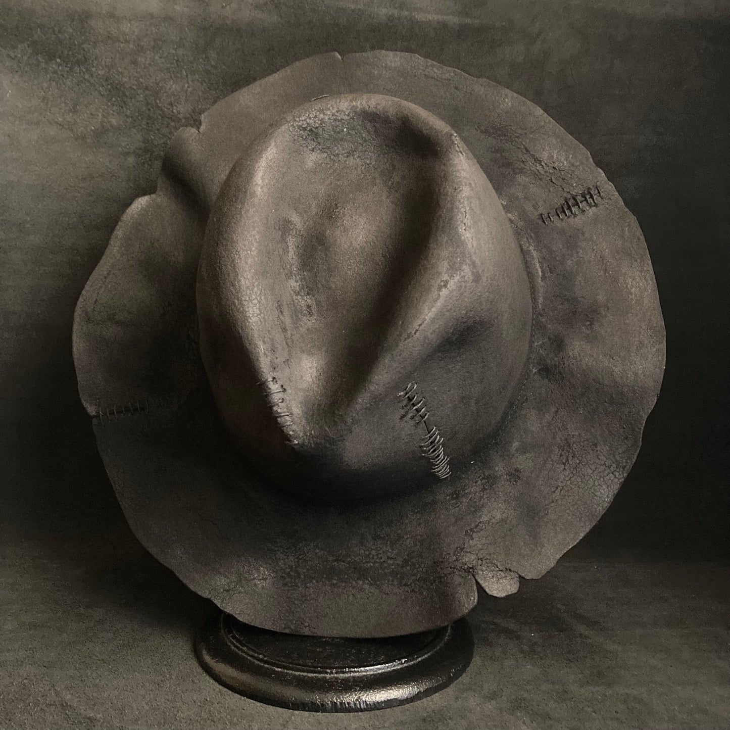 Burnt wax stitch fedora hat