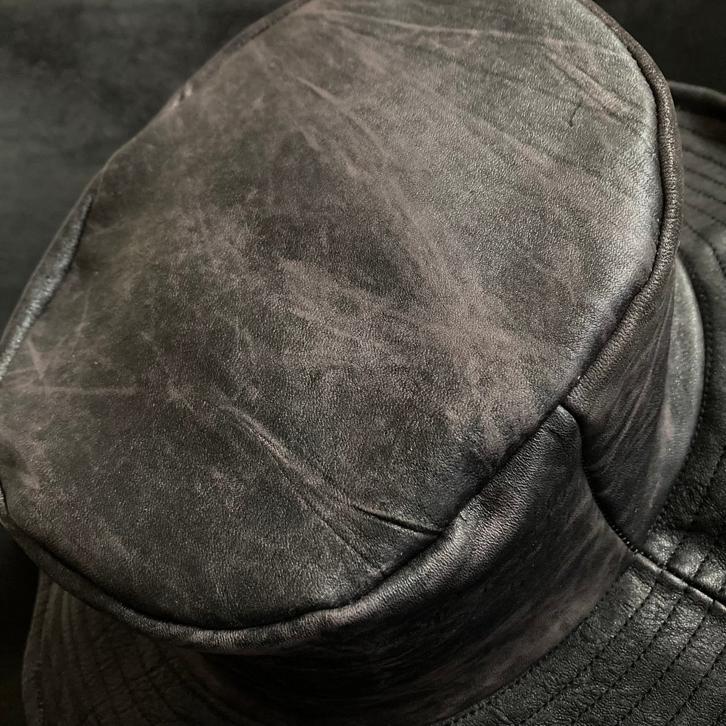 Processed horsehide bucket hat