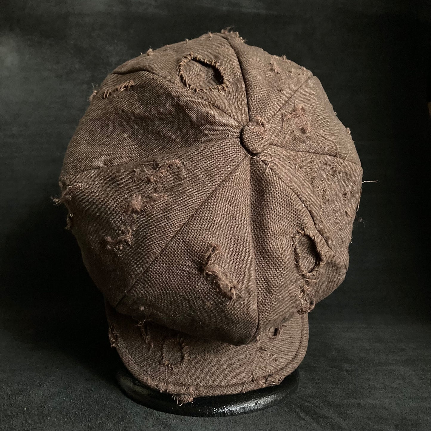 Brown linen damage casquette(brim core)