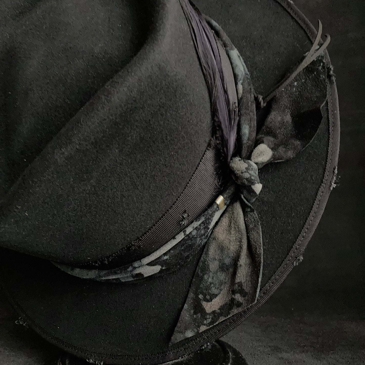 Muddy leather black fedora hat