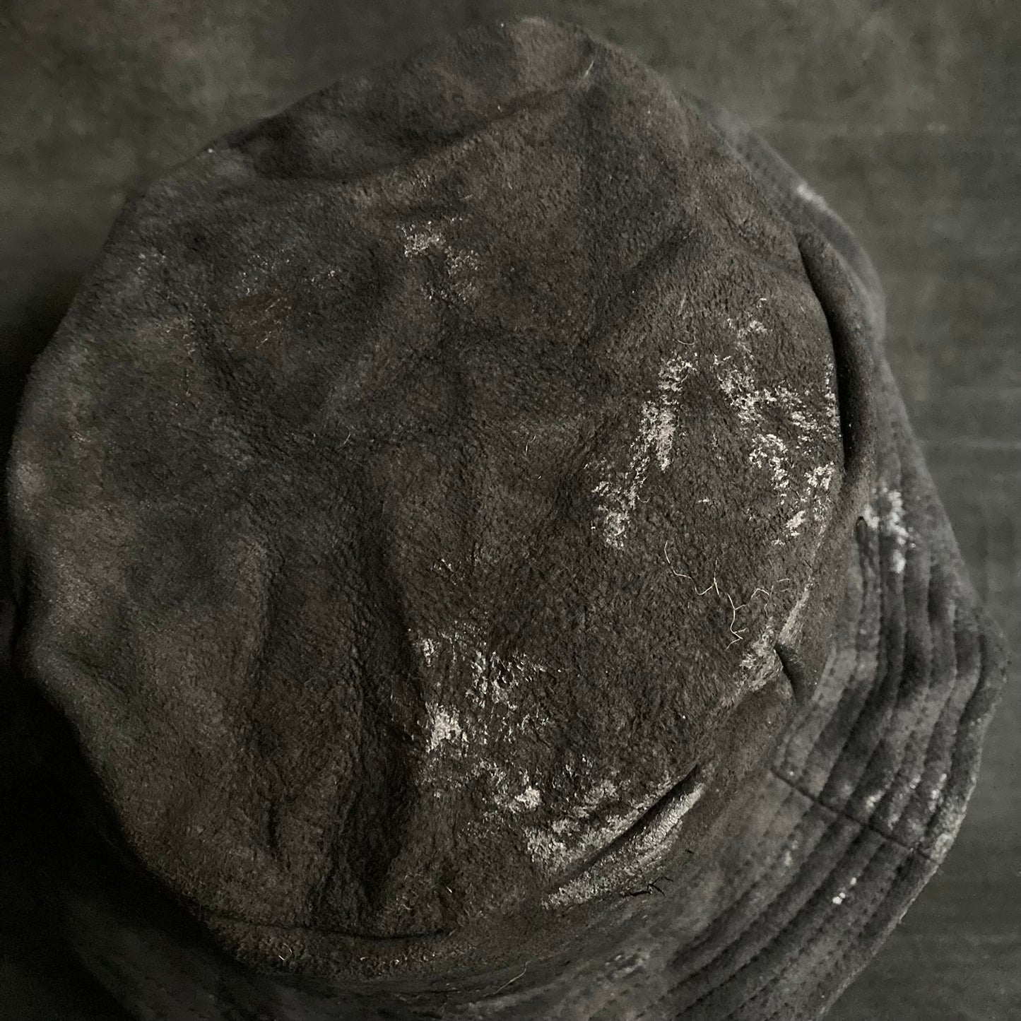 Washed back leather bucket hat