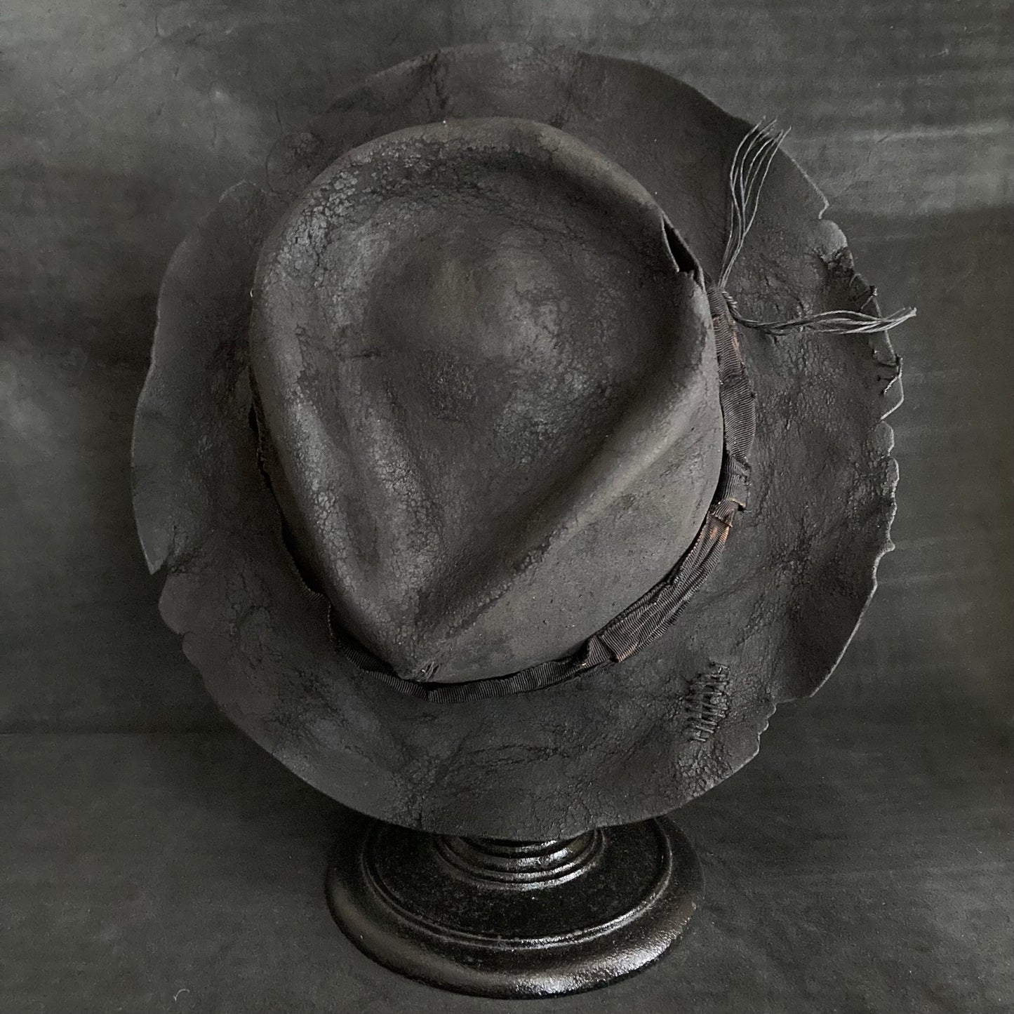 Charcoal distressed fedora hat