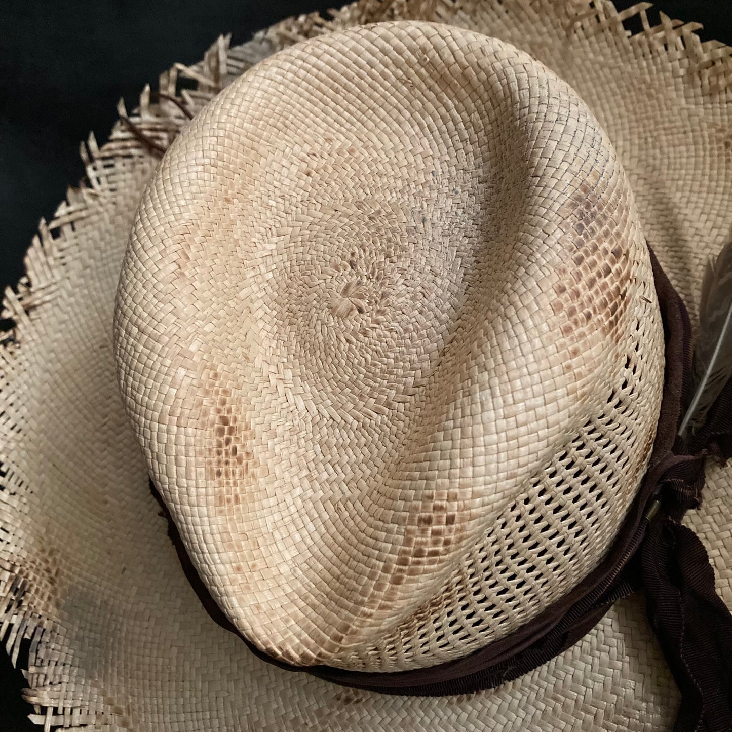 Burned wind blow panama hat