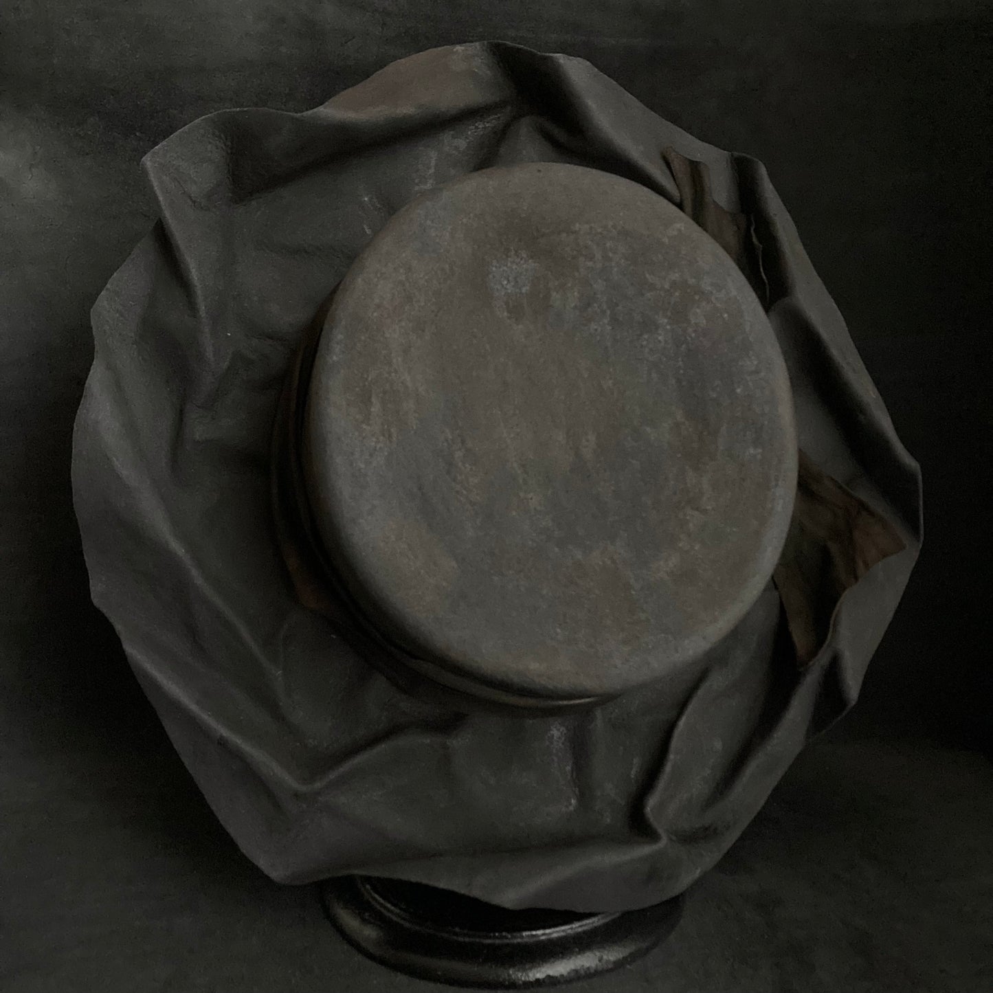 Charcoal folded wide brim flat hat