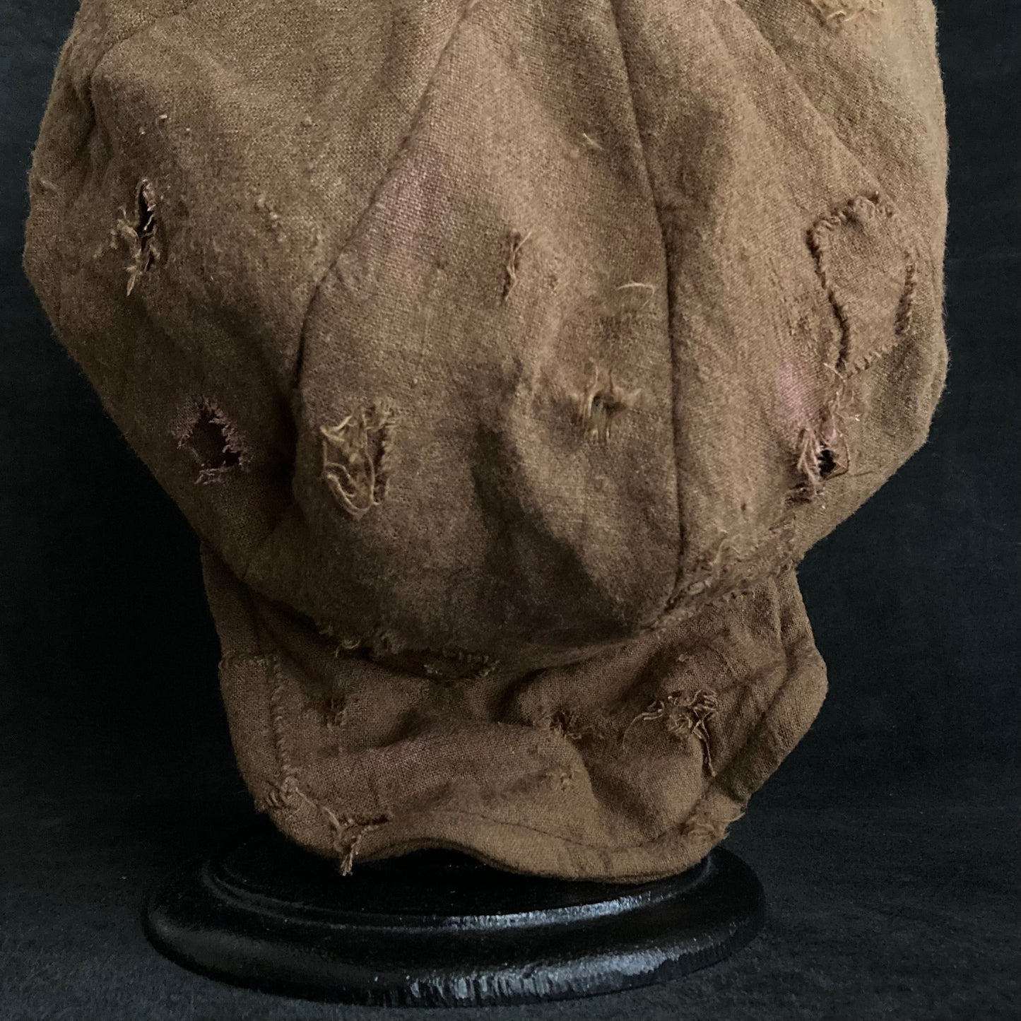 Dark mustard patchwork linen casquette