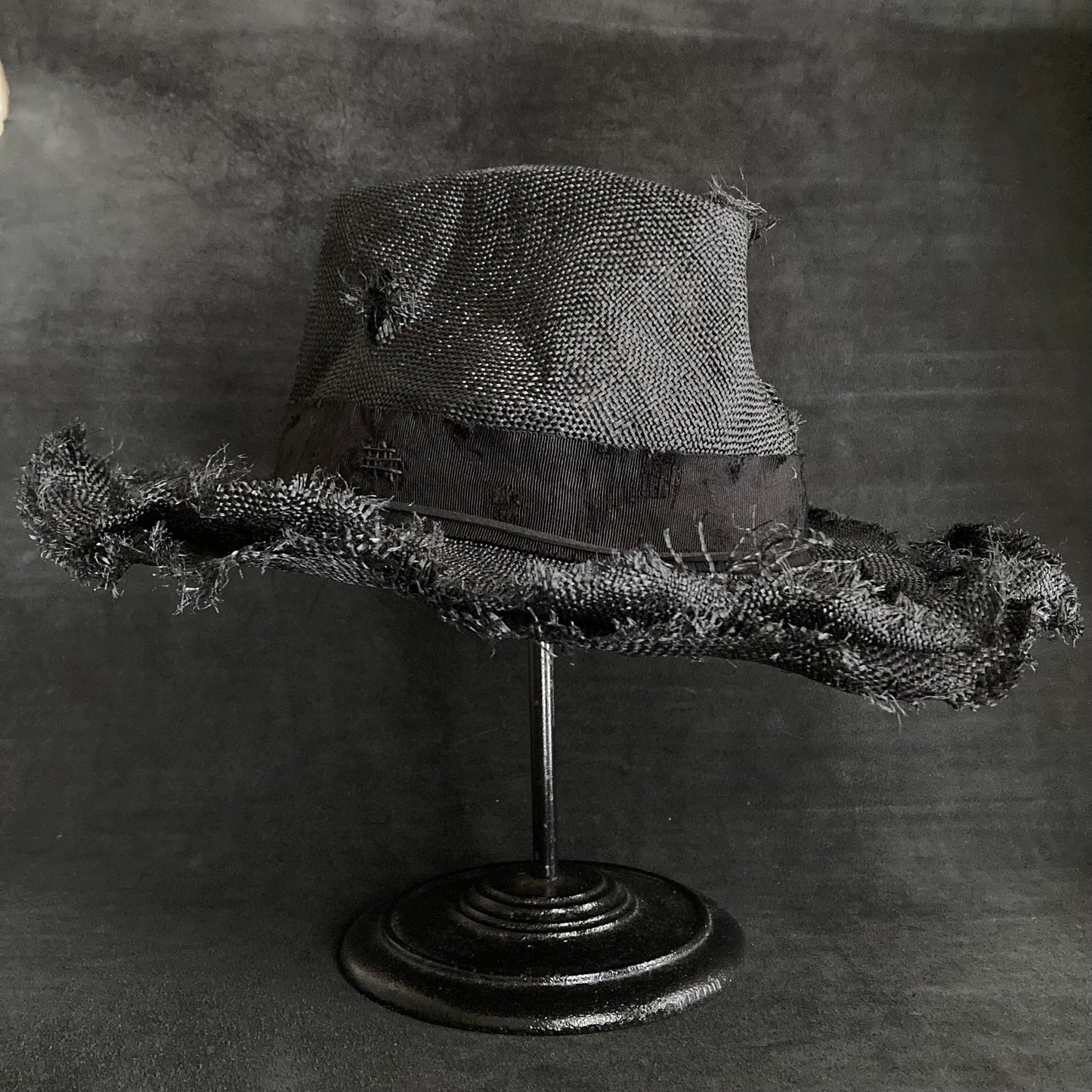 Double black disarray fedora hat