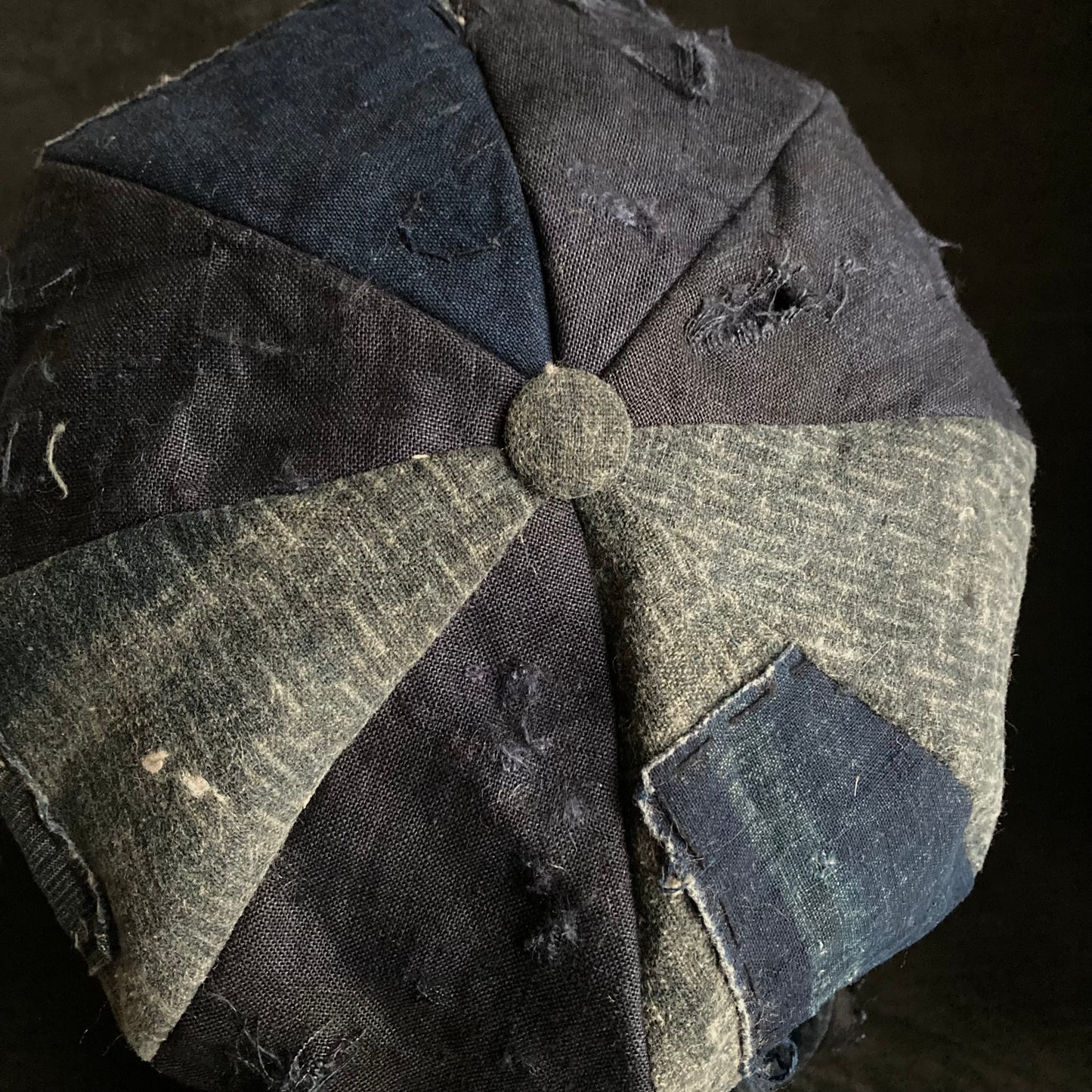 Boro patchwork navy-blue casquette