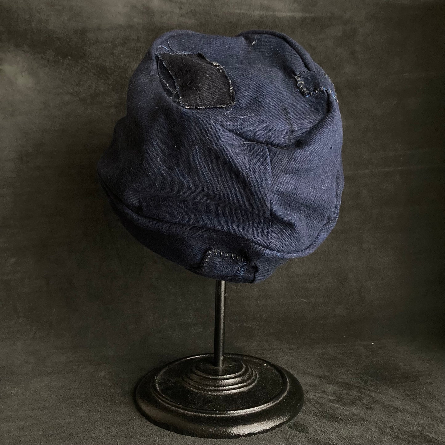 Indigo dye patchwork turn cap