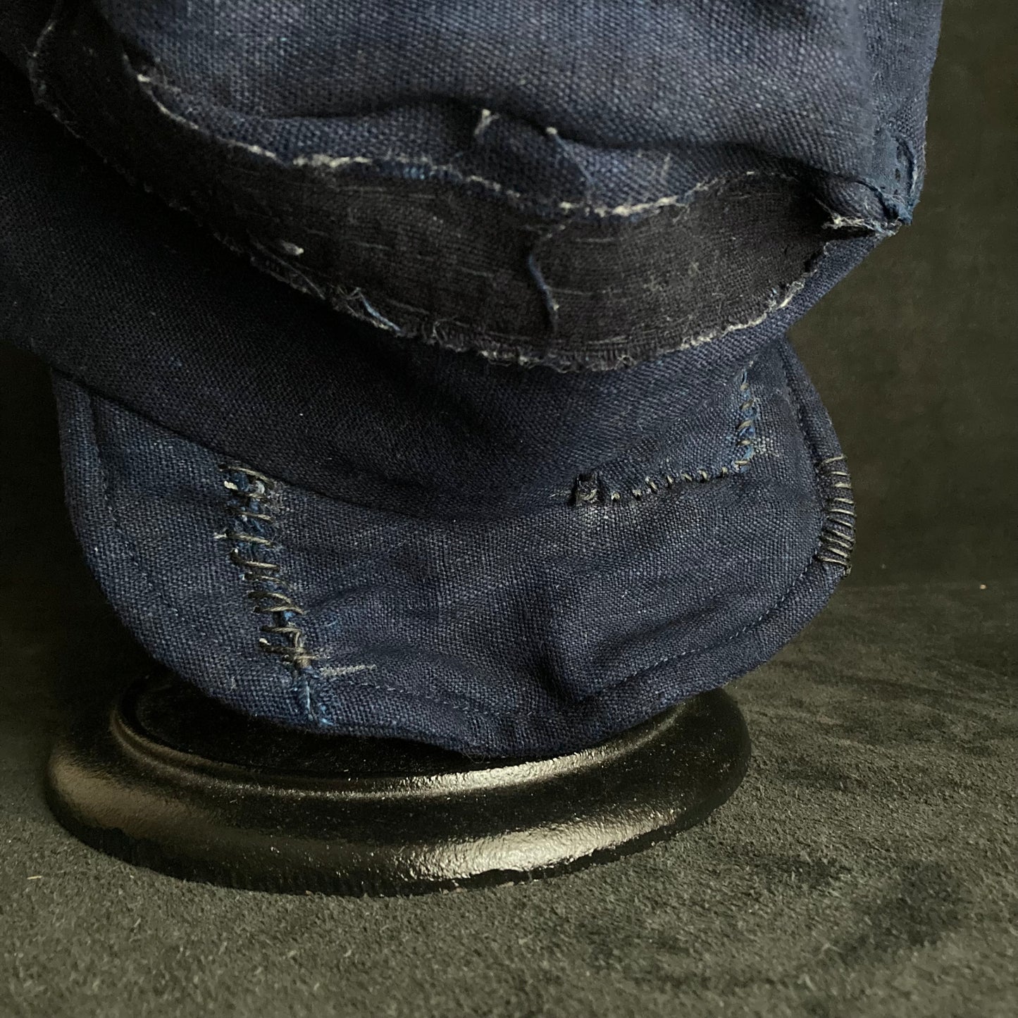 Indigo dye patchwork turn cap