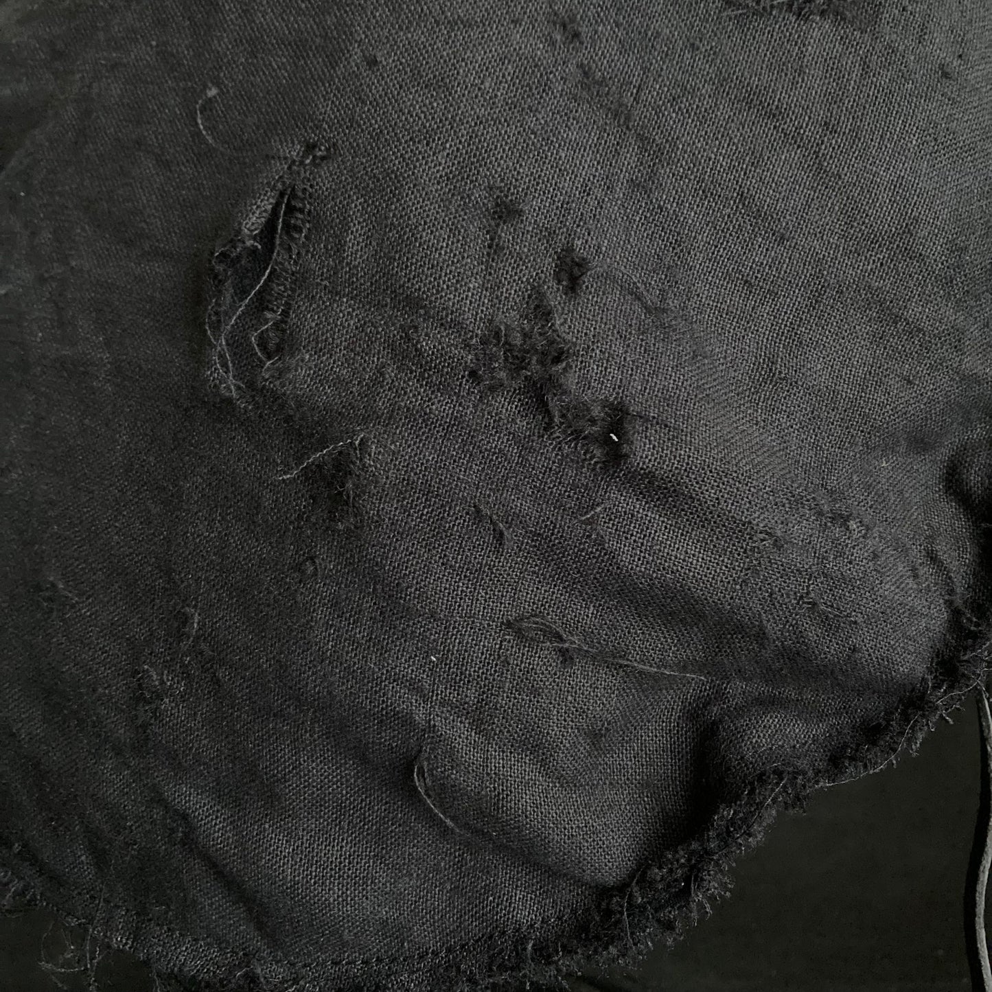 Back side black linen leather strap beret