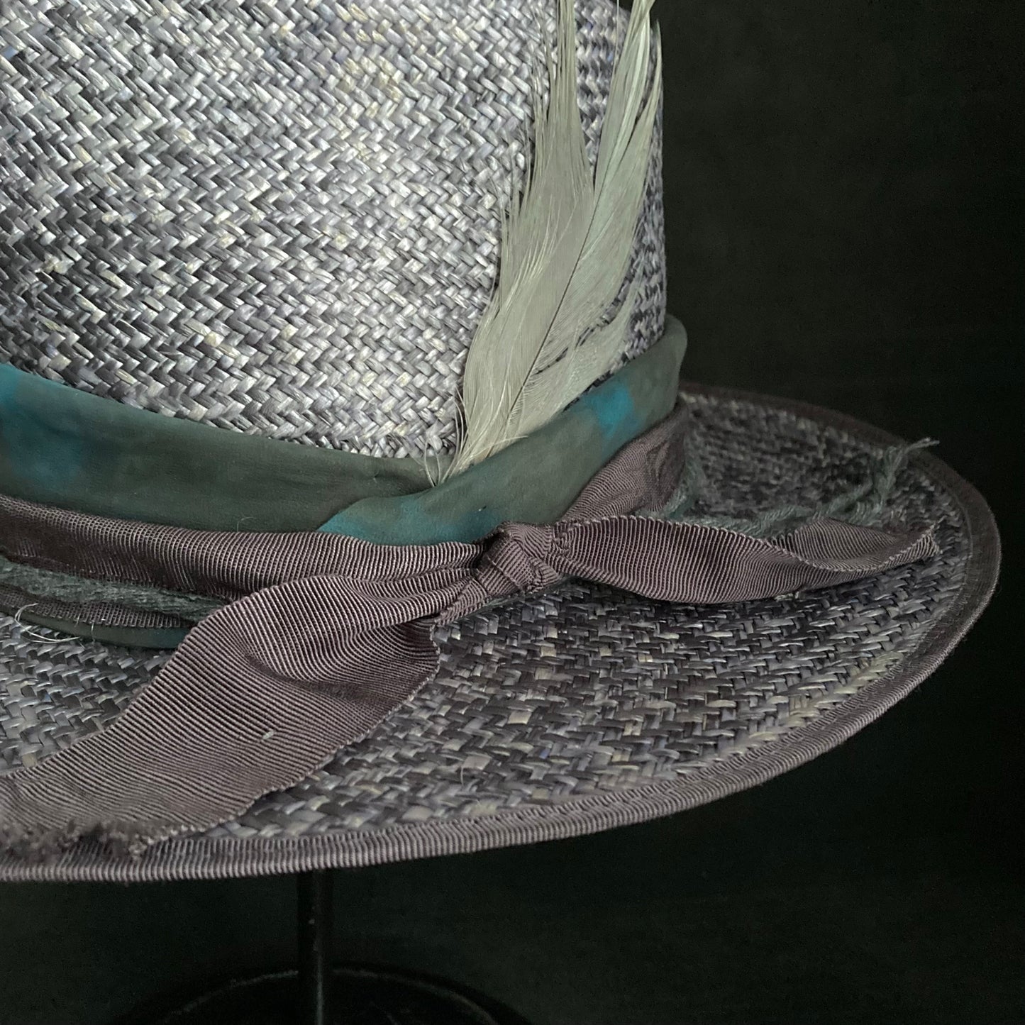 Blue mix fedora panama hat