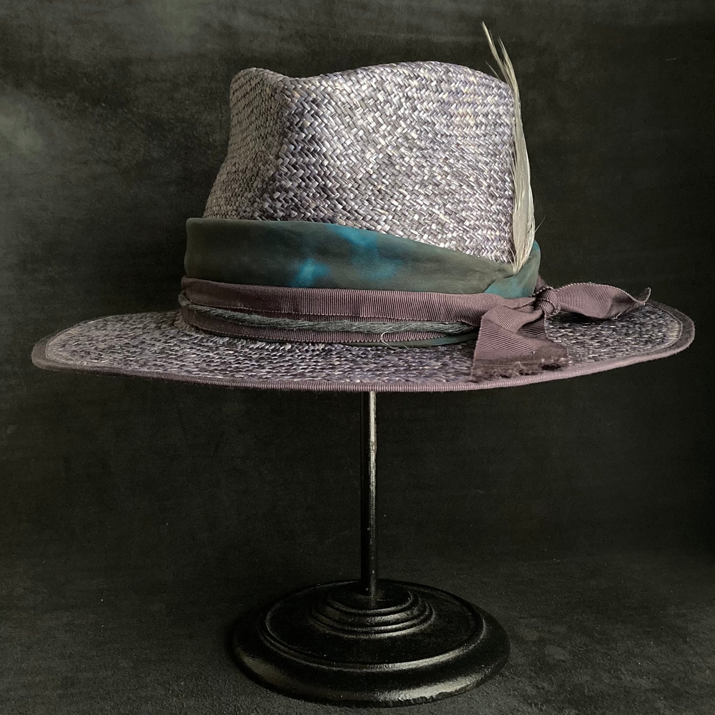 Blue mix fedora panama hat