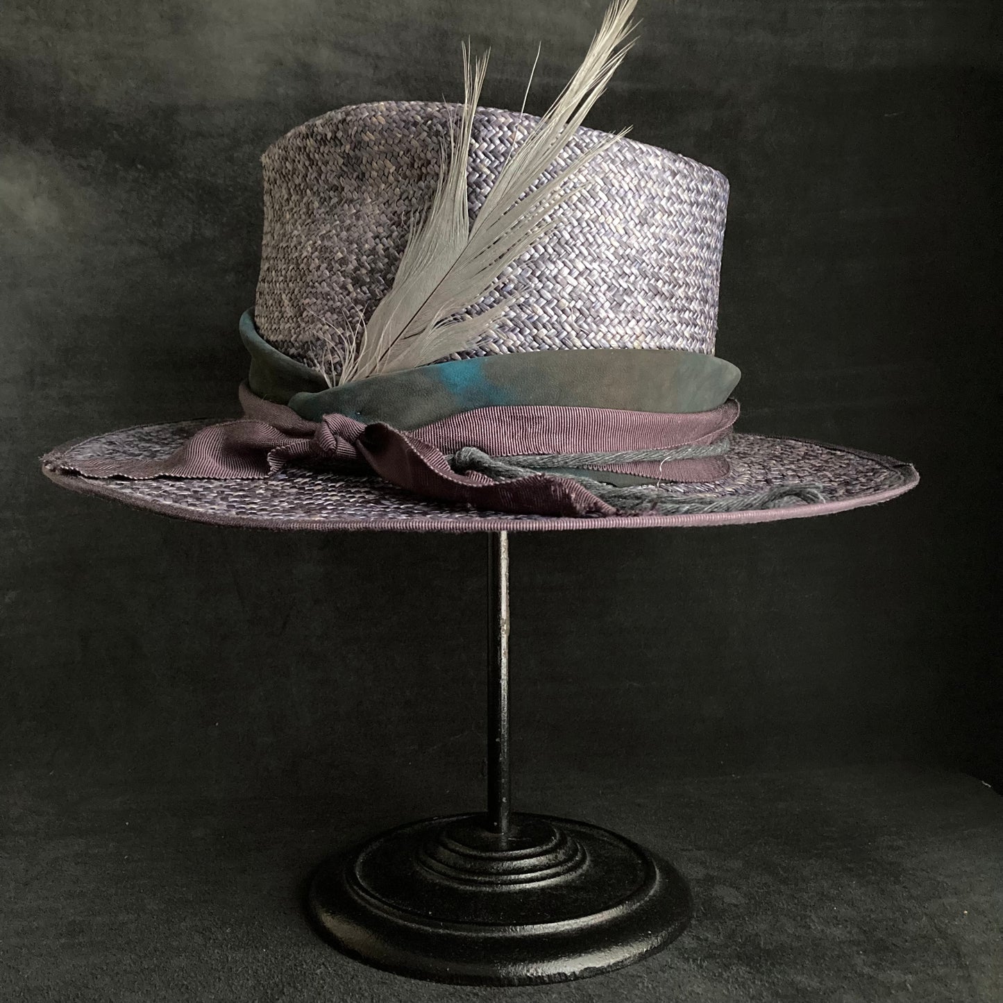 Blue mix fedora panama hat