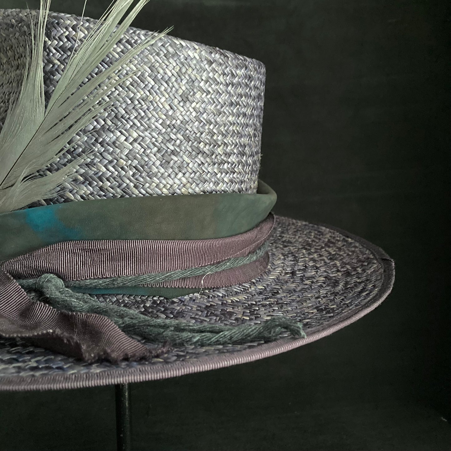 Blue mix fedora panama hat
