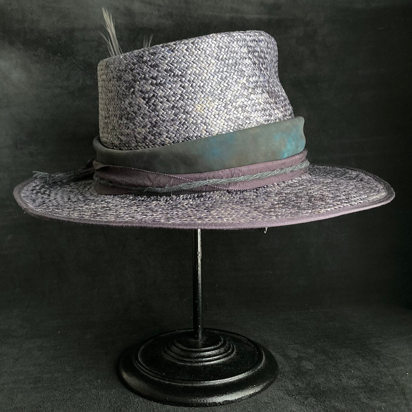 Blue mix fedora panama hat