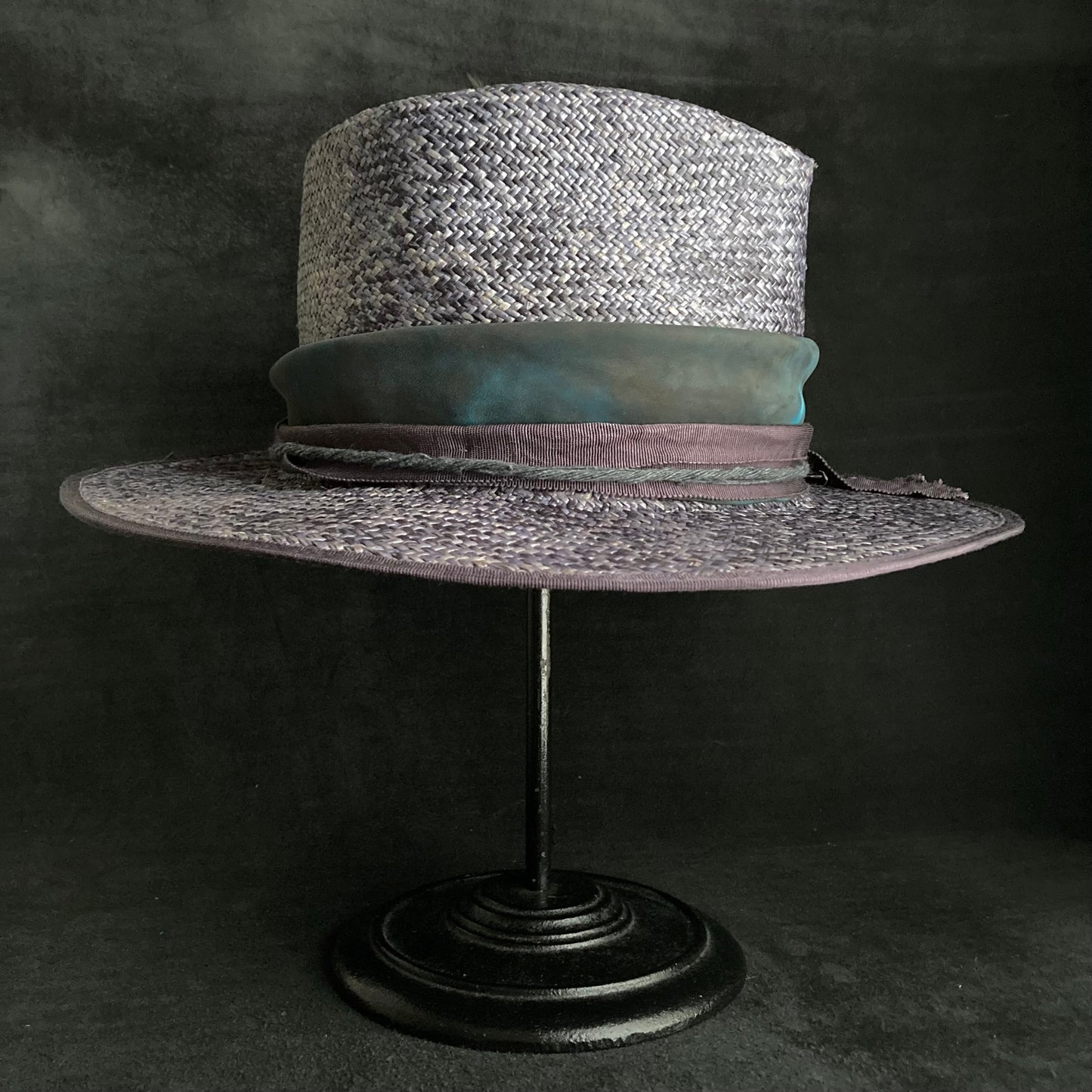 Blue mix fedora panama hat