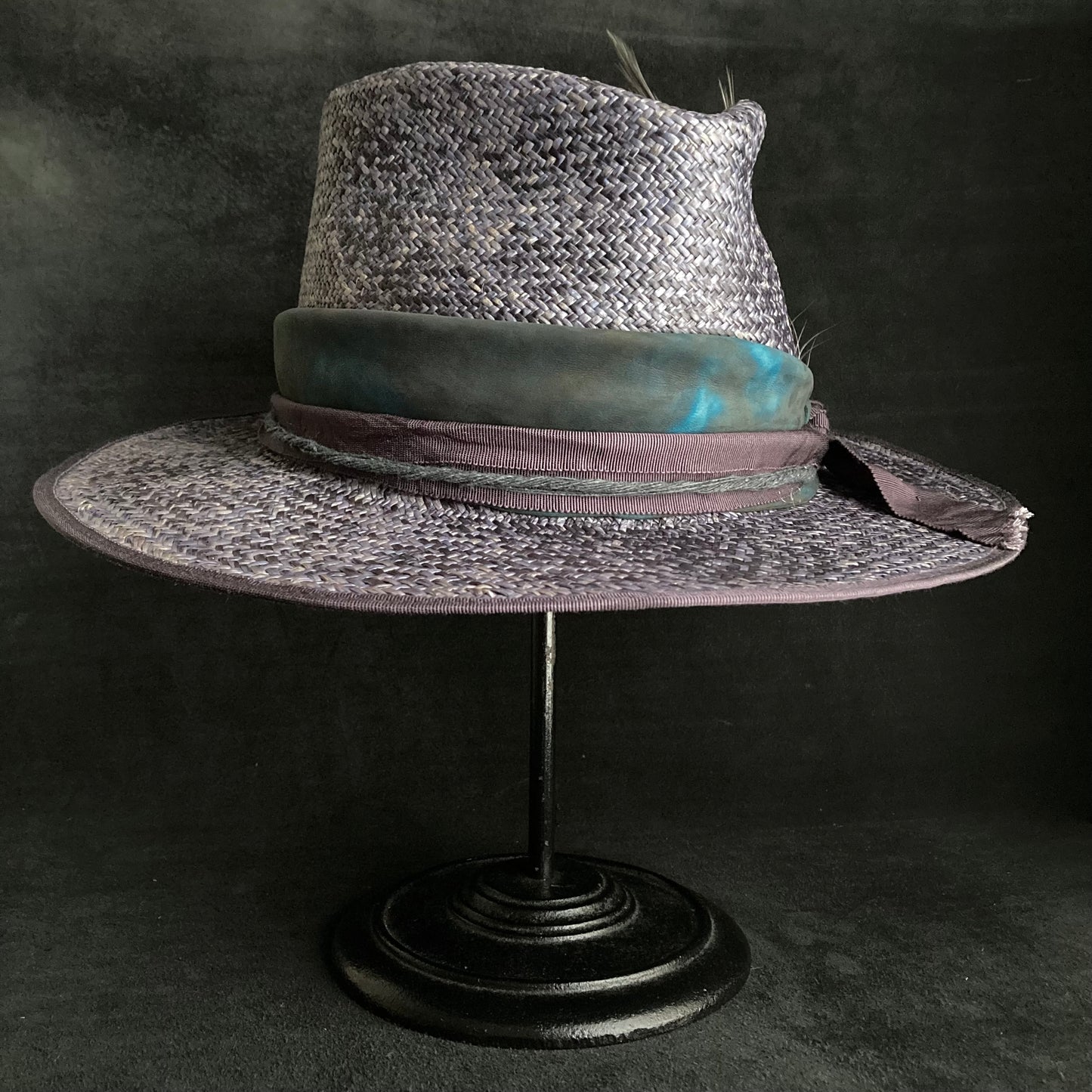 Blue mix fedora panama hat