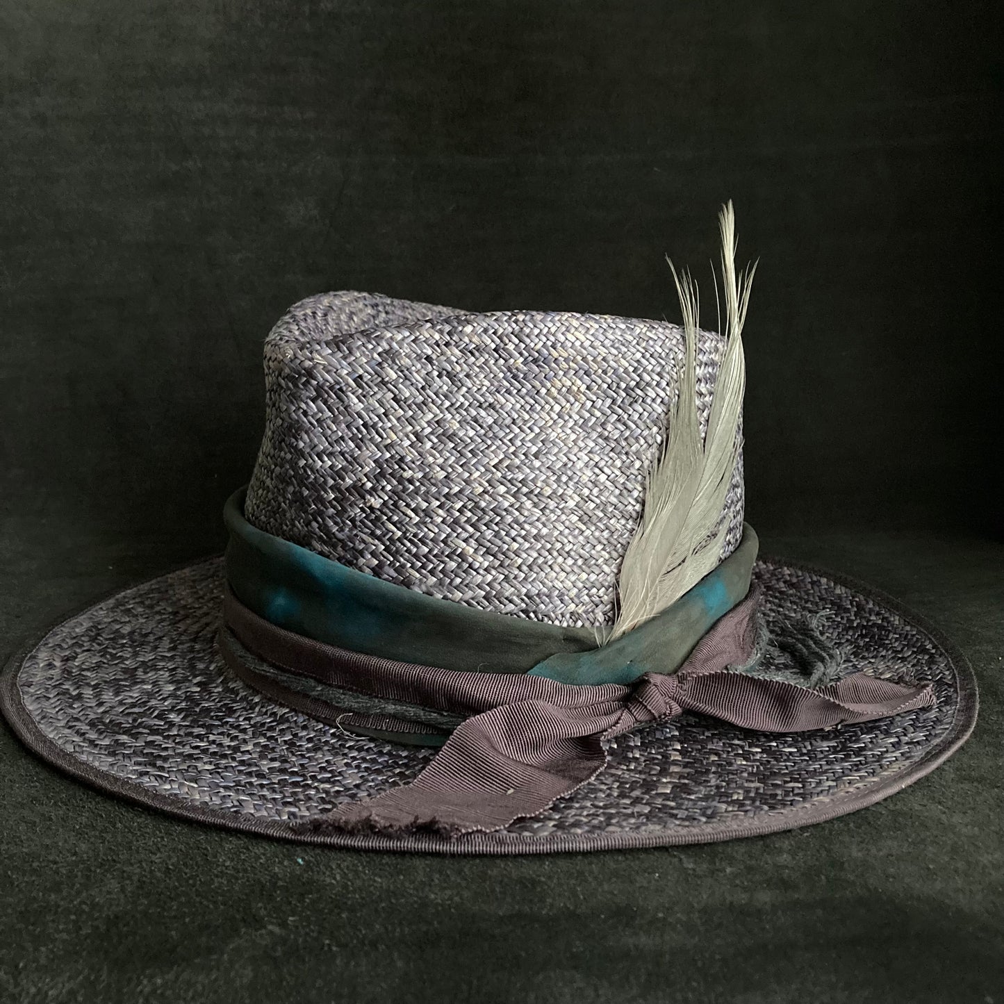 Blue mix fedora panama hat