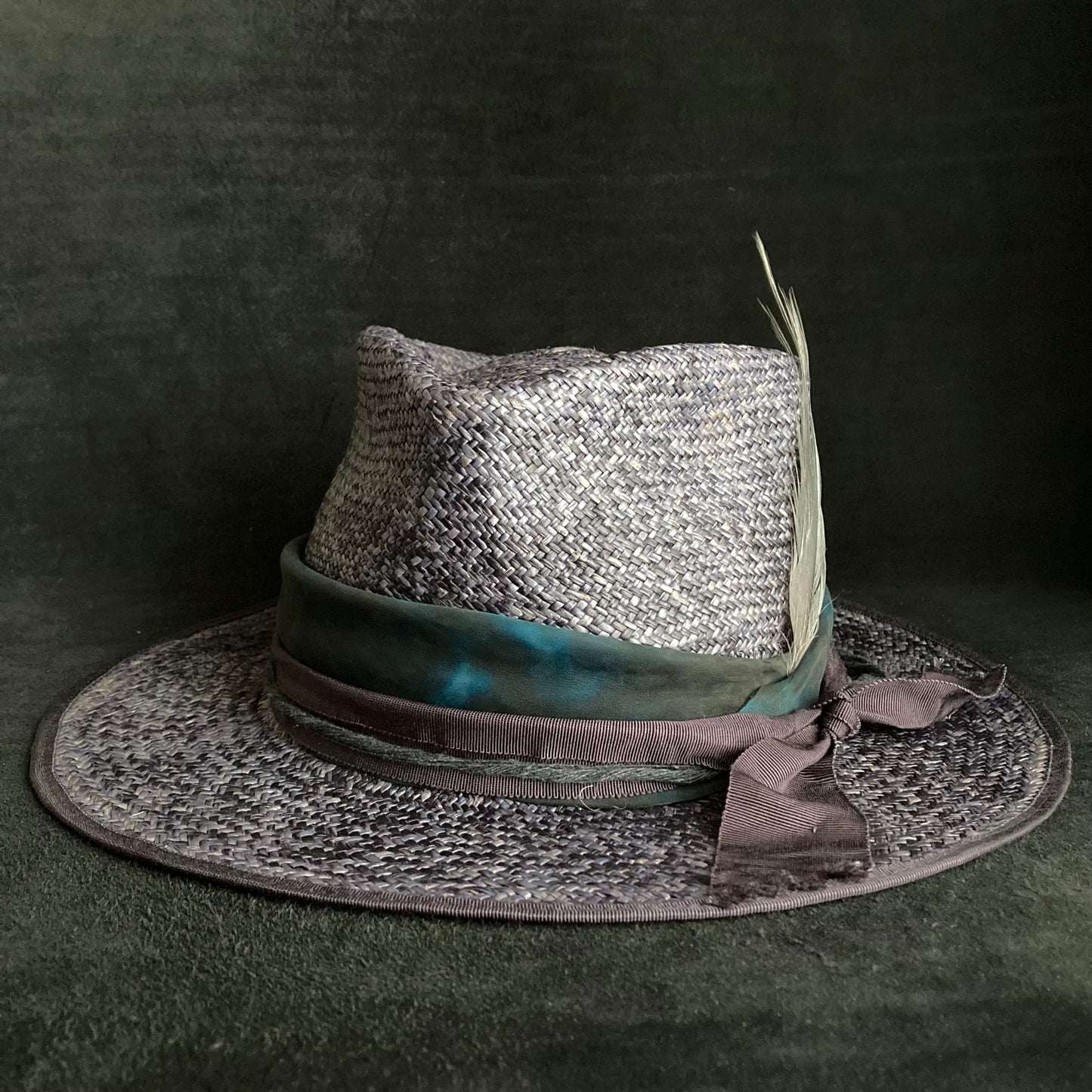 Blue mix fedora panama hat
