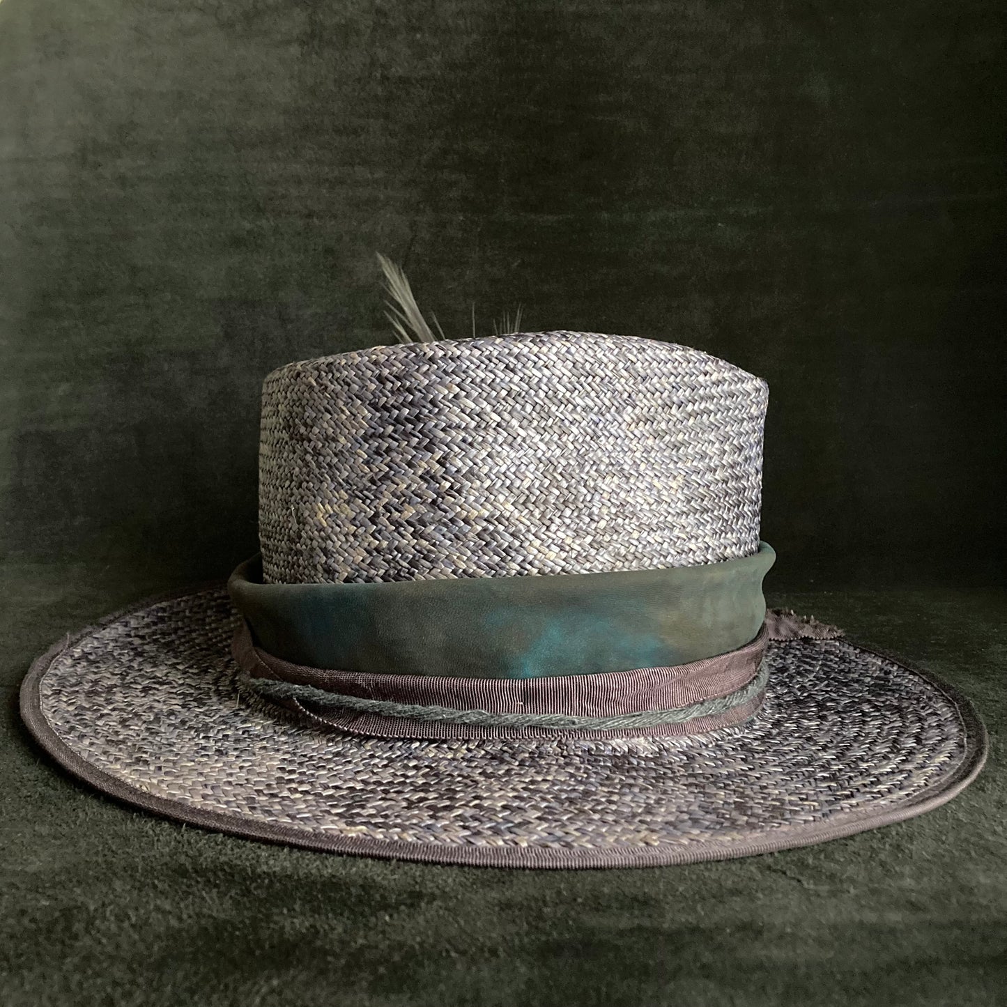 Blue mix fedora panama hat
