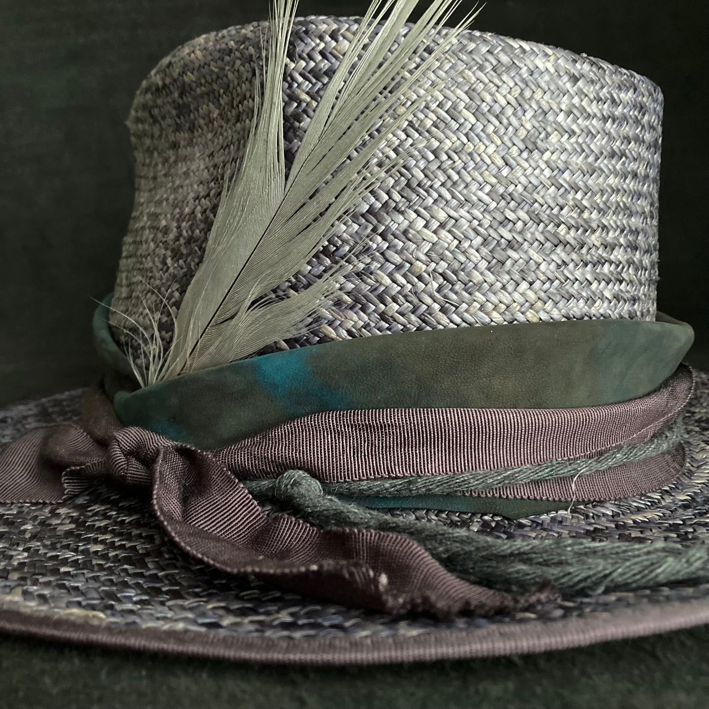 Blue mix fedora panama hat