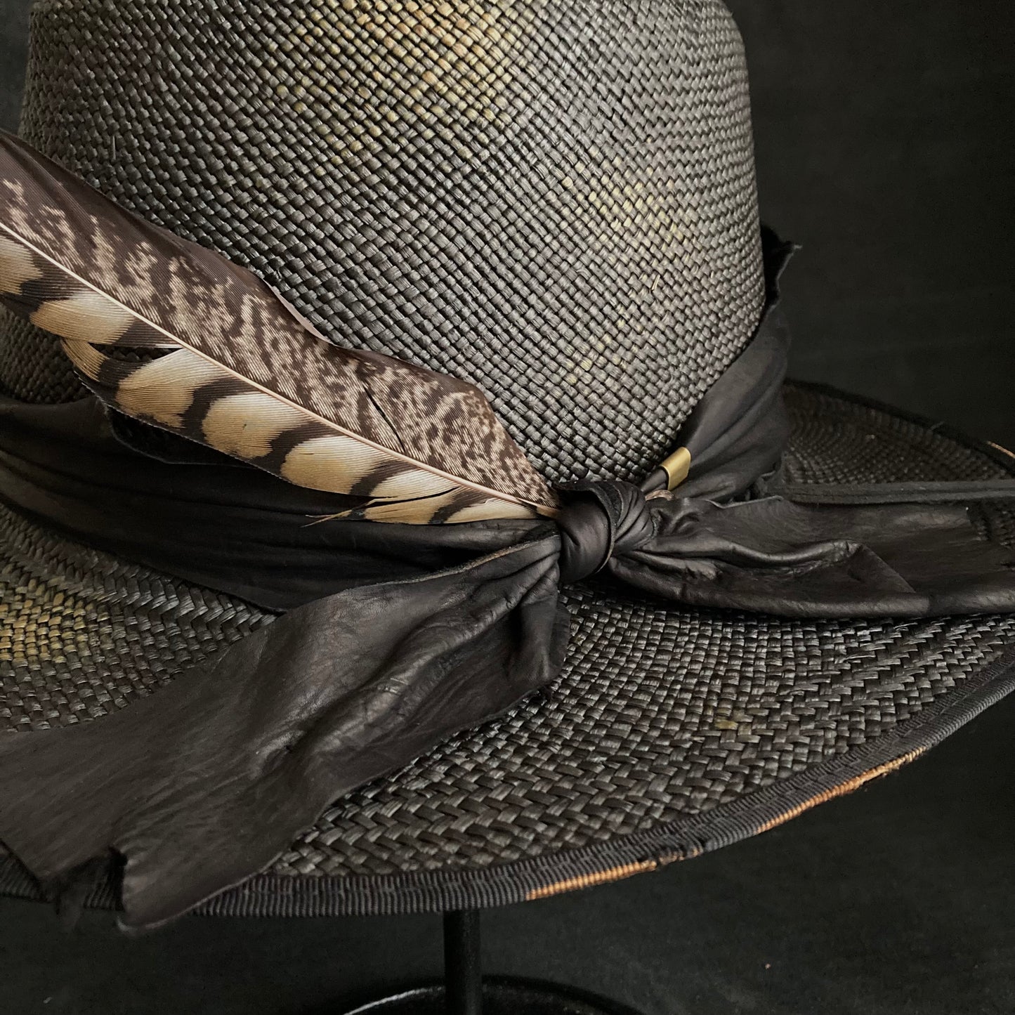 Pointed cool black panama hat
