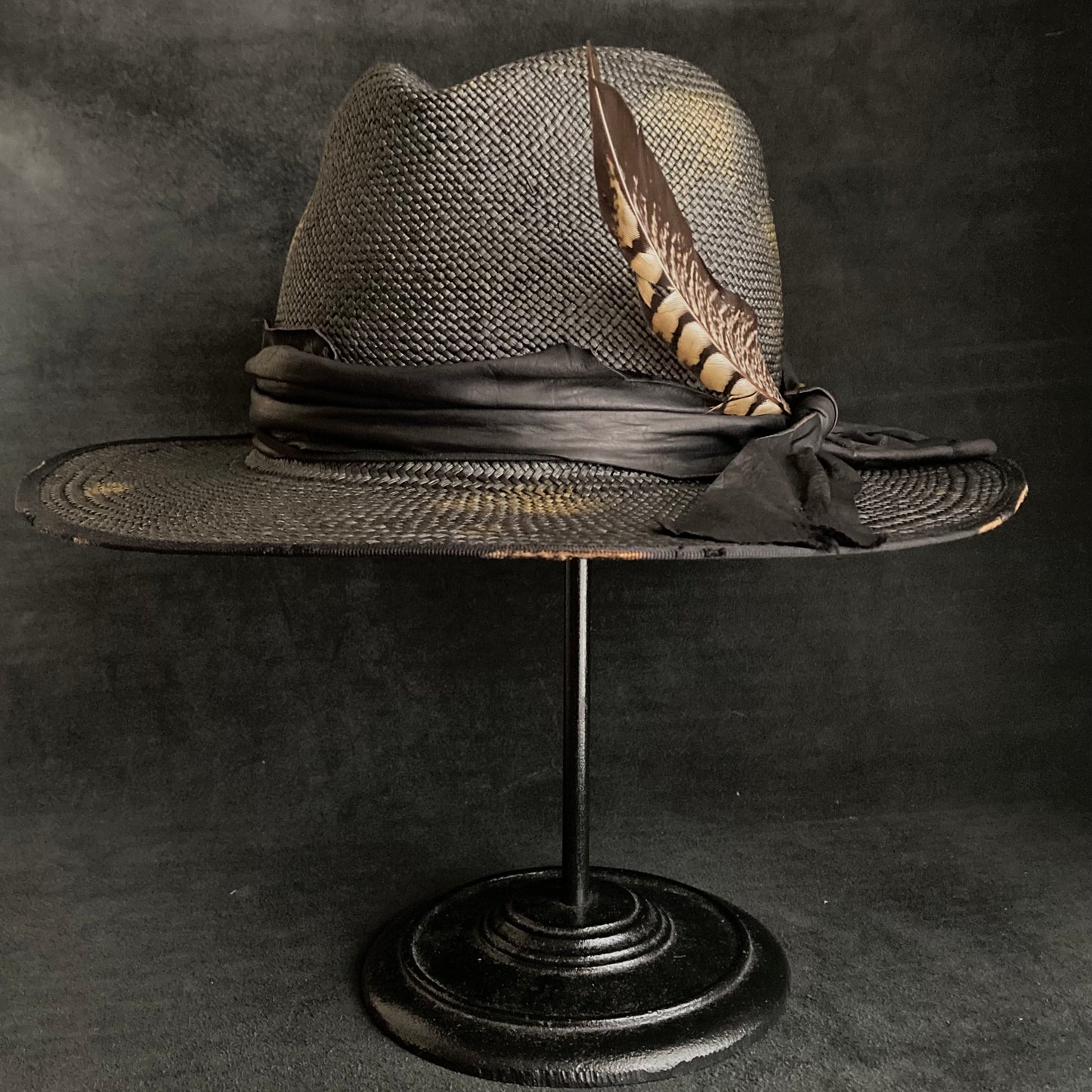 Pointed cool black panama hat