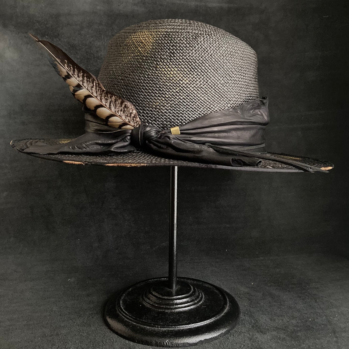 Pointed cool black panama hat