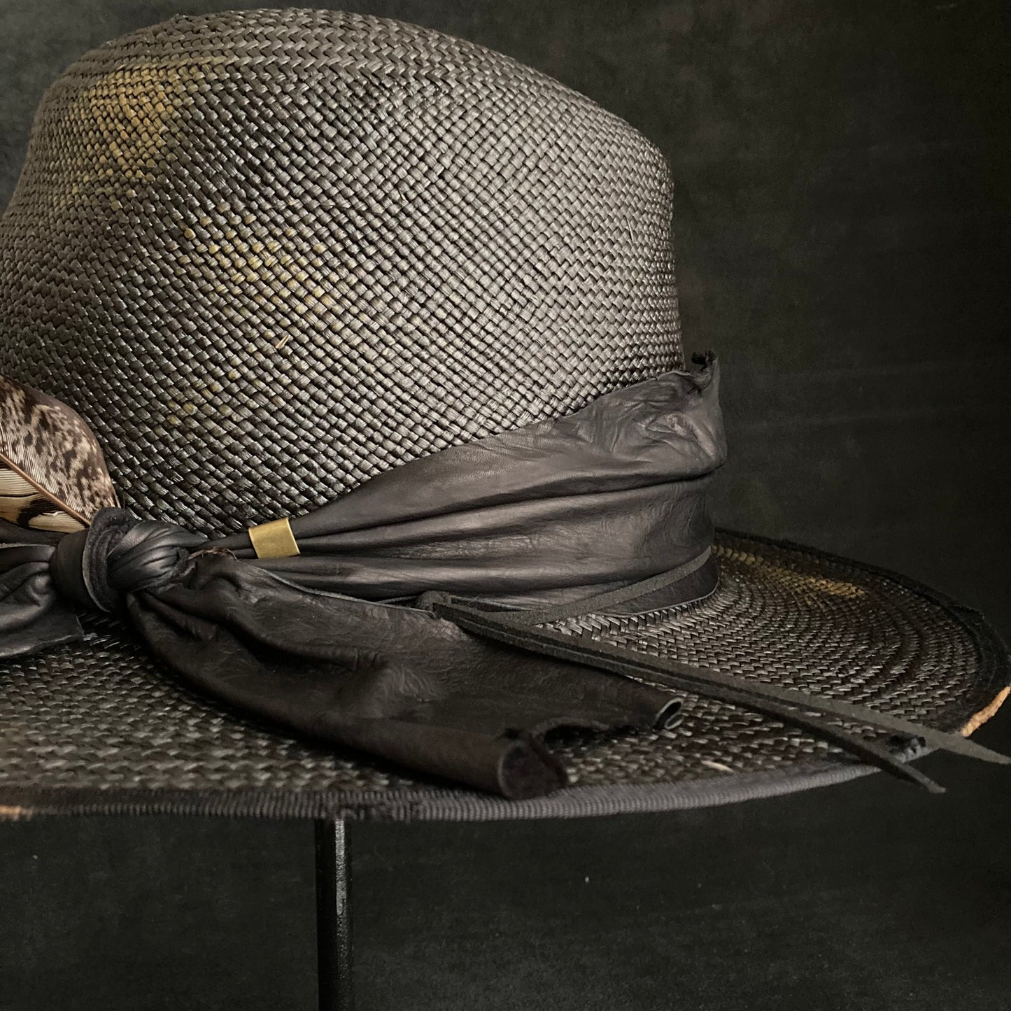 Pointed cool black panama hat