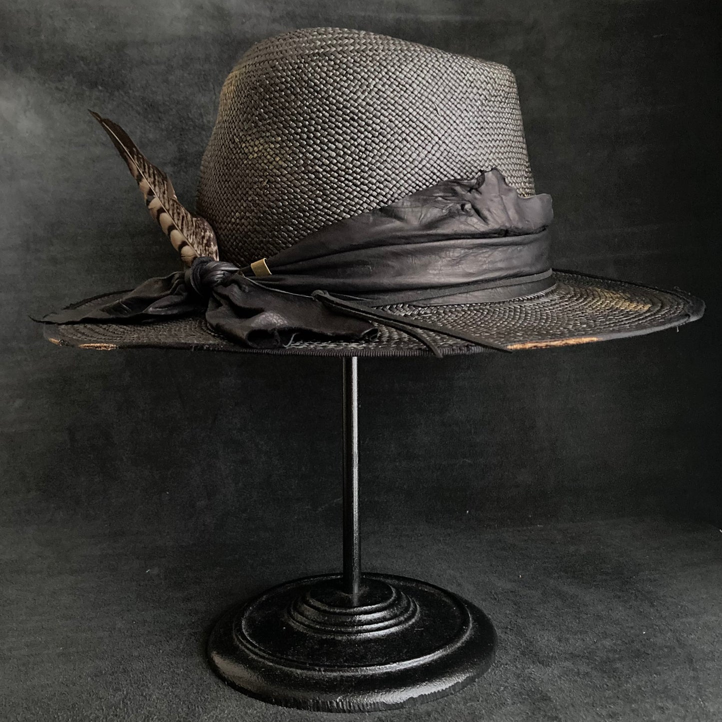 Pointed cool black panama hat