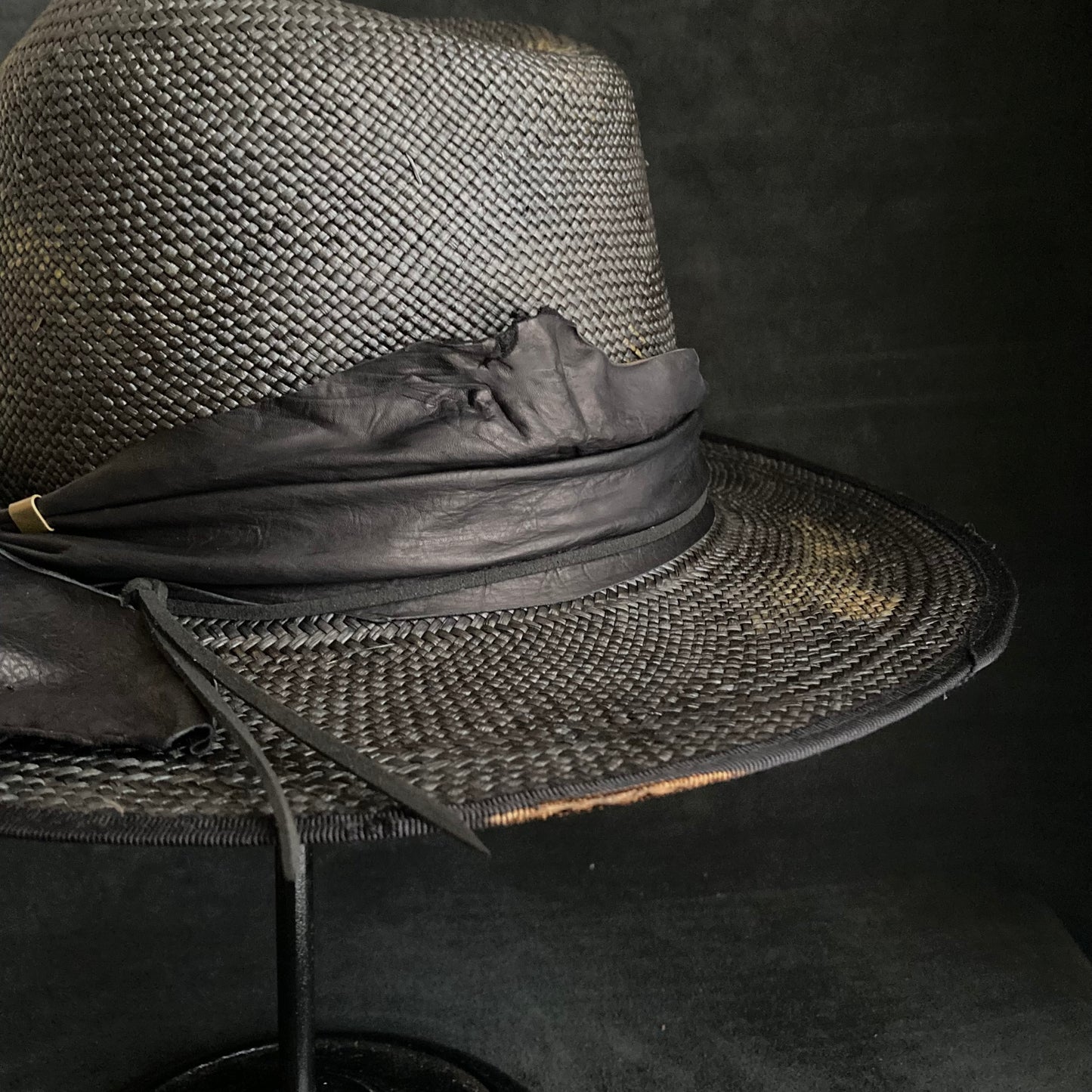 Pointed cool black panama hat