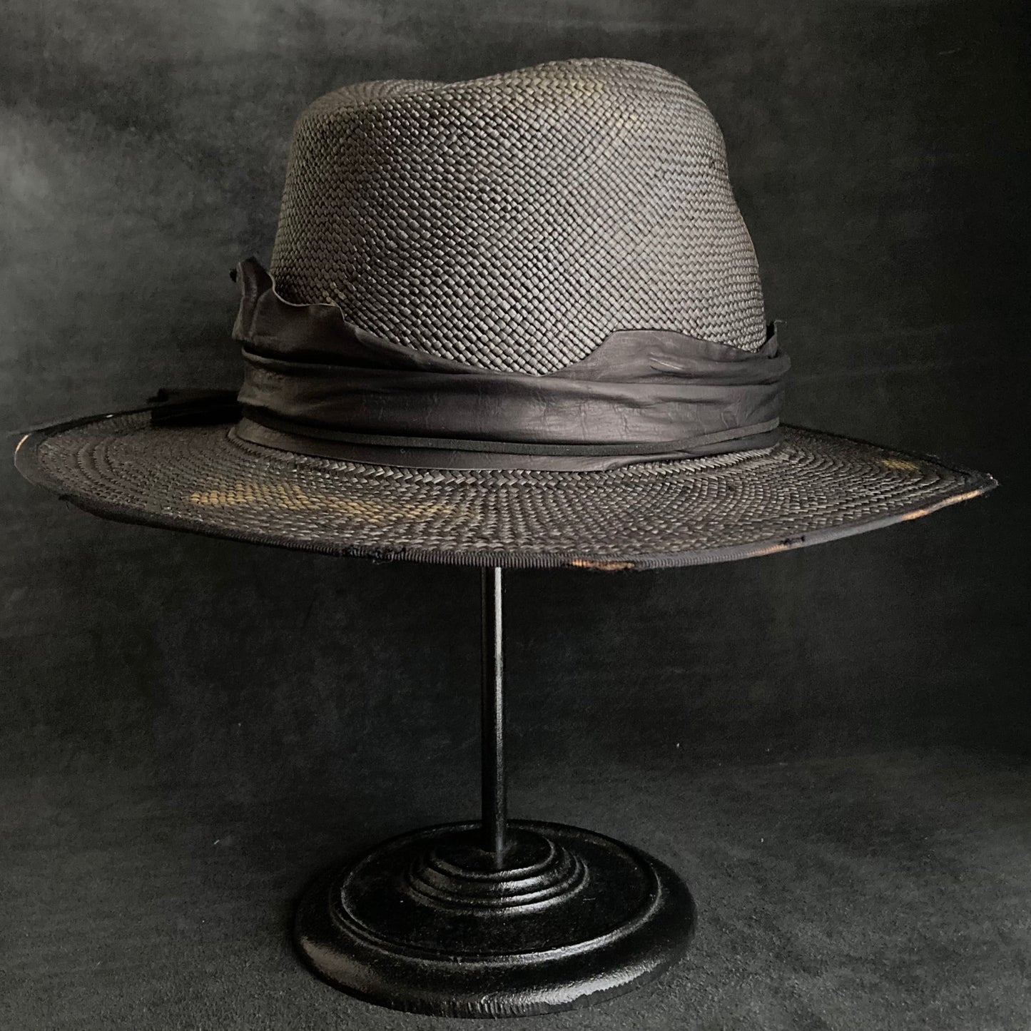 Pointed cool black panama hat