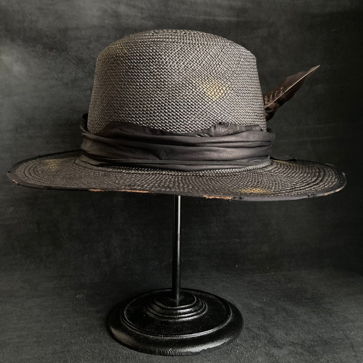Pointed cool black panama hat