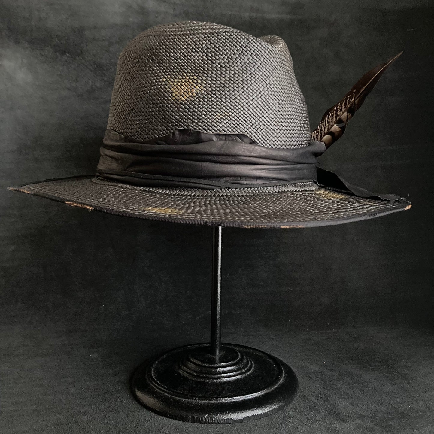 Pointed cool black panama hat