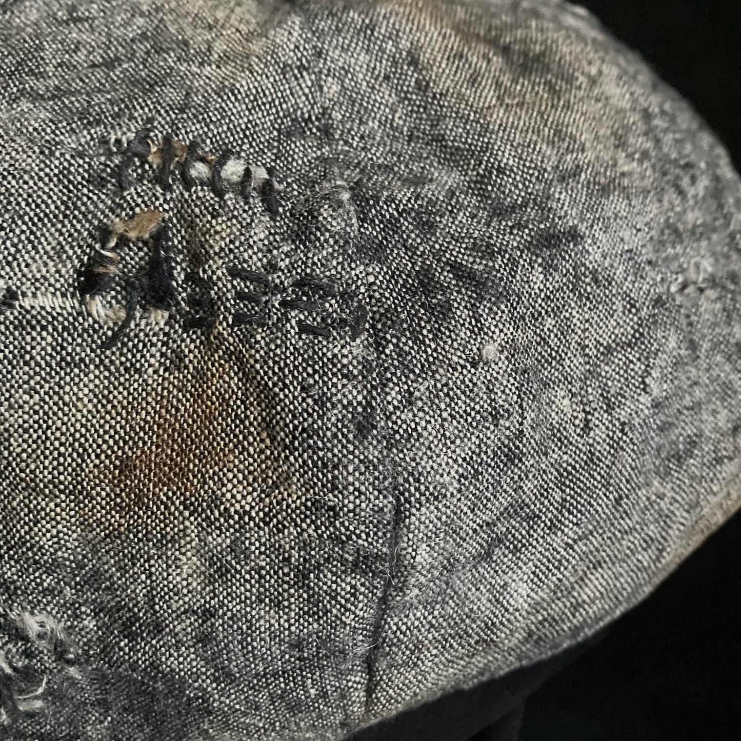 Chambray black mix damage casquette