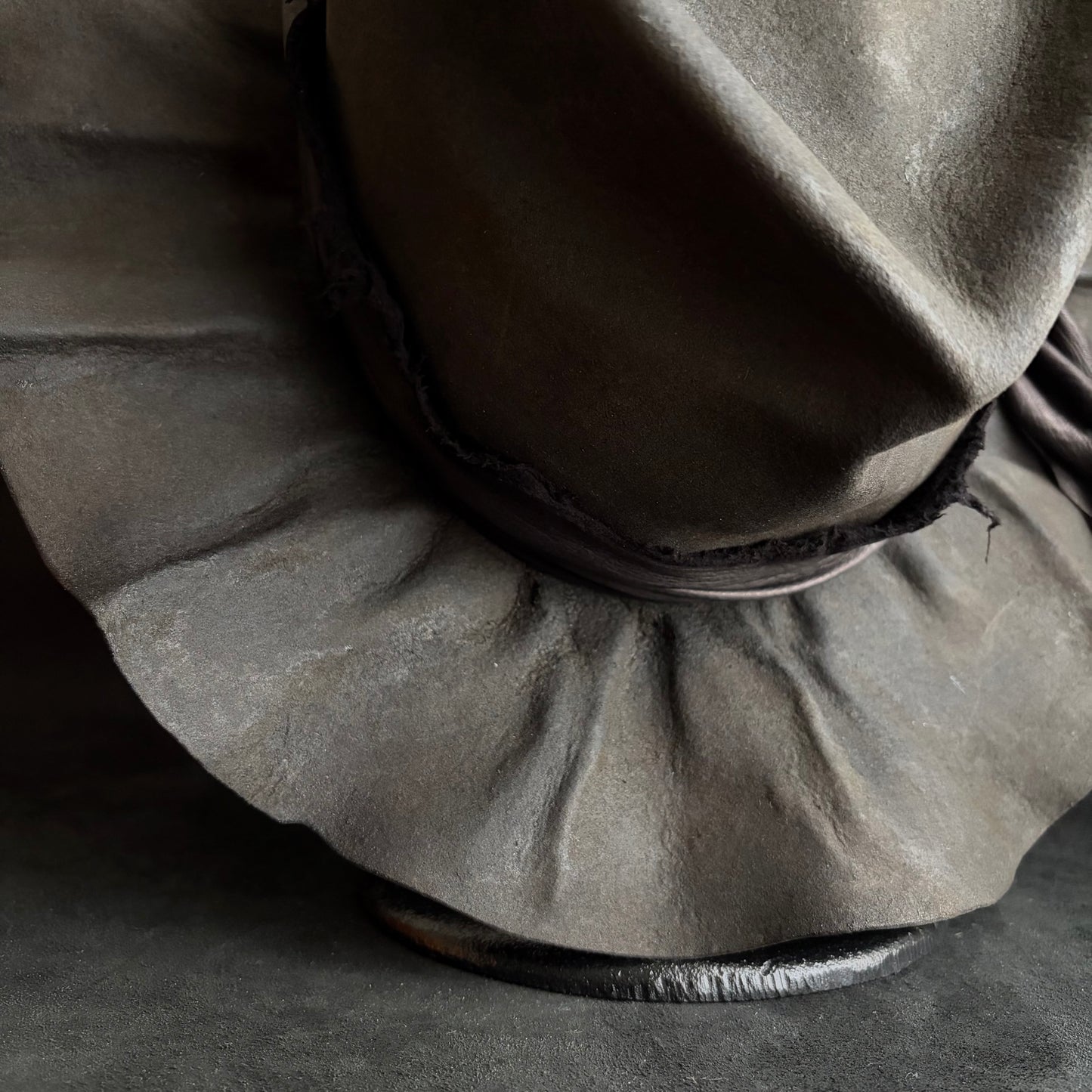 Charcoal fade leather fedora hat