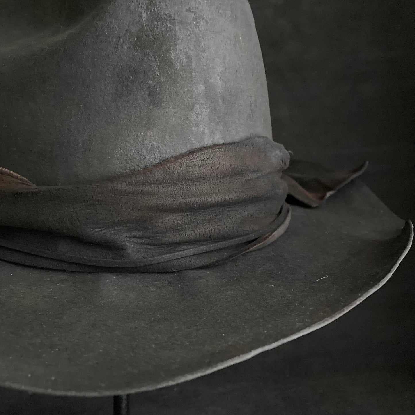 Charcoal jagged leather western hat