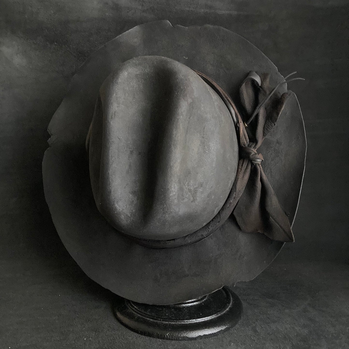 Charcoal jagged leather western hat