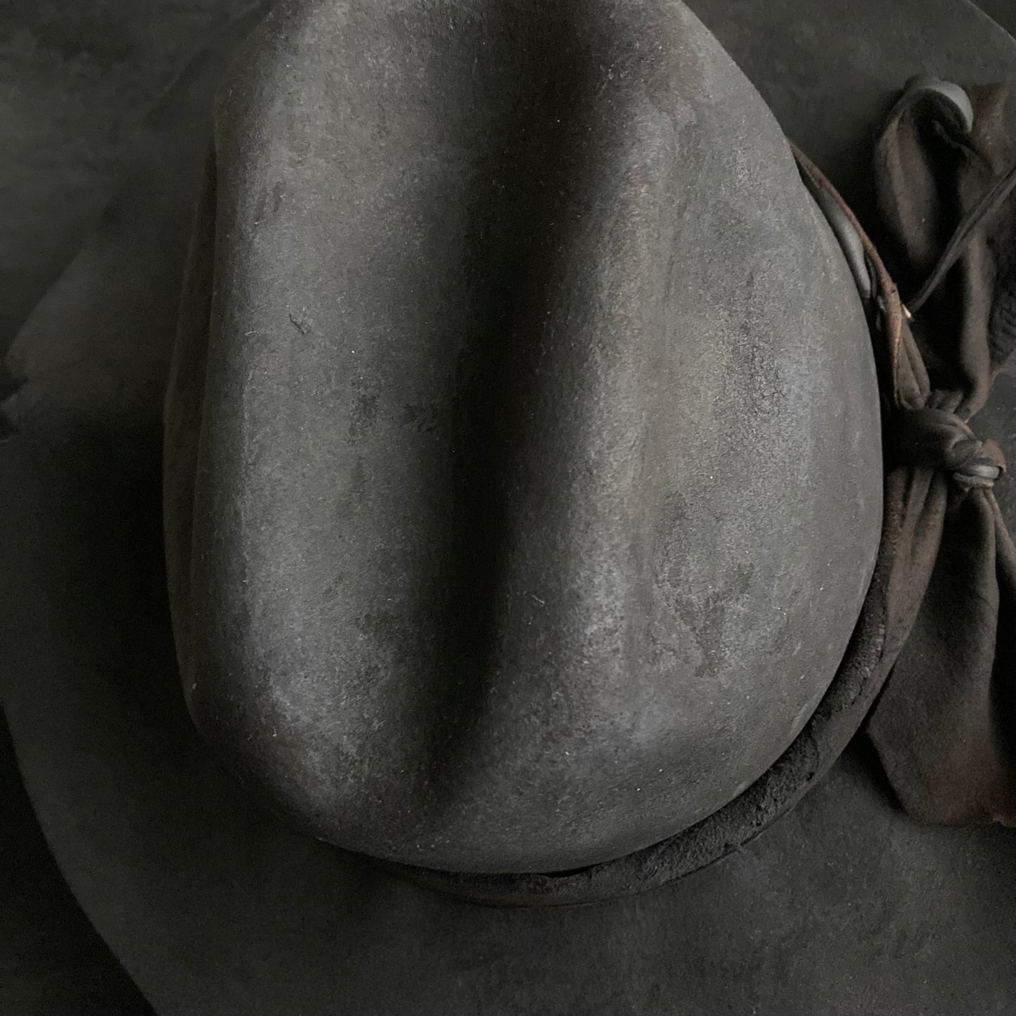 Charcoal jagged leather western hat