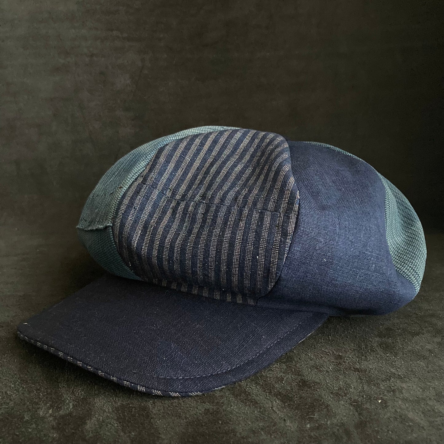 Indigo stripe mix big casquette