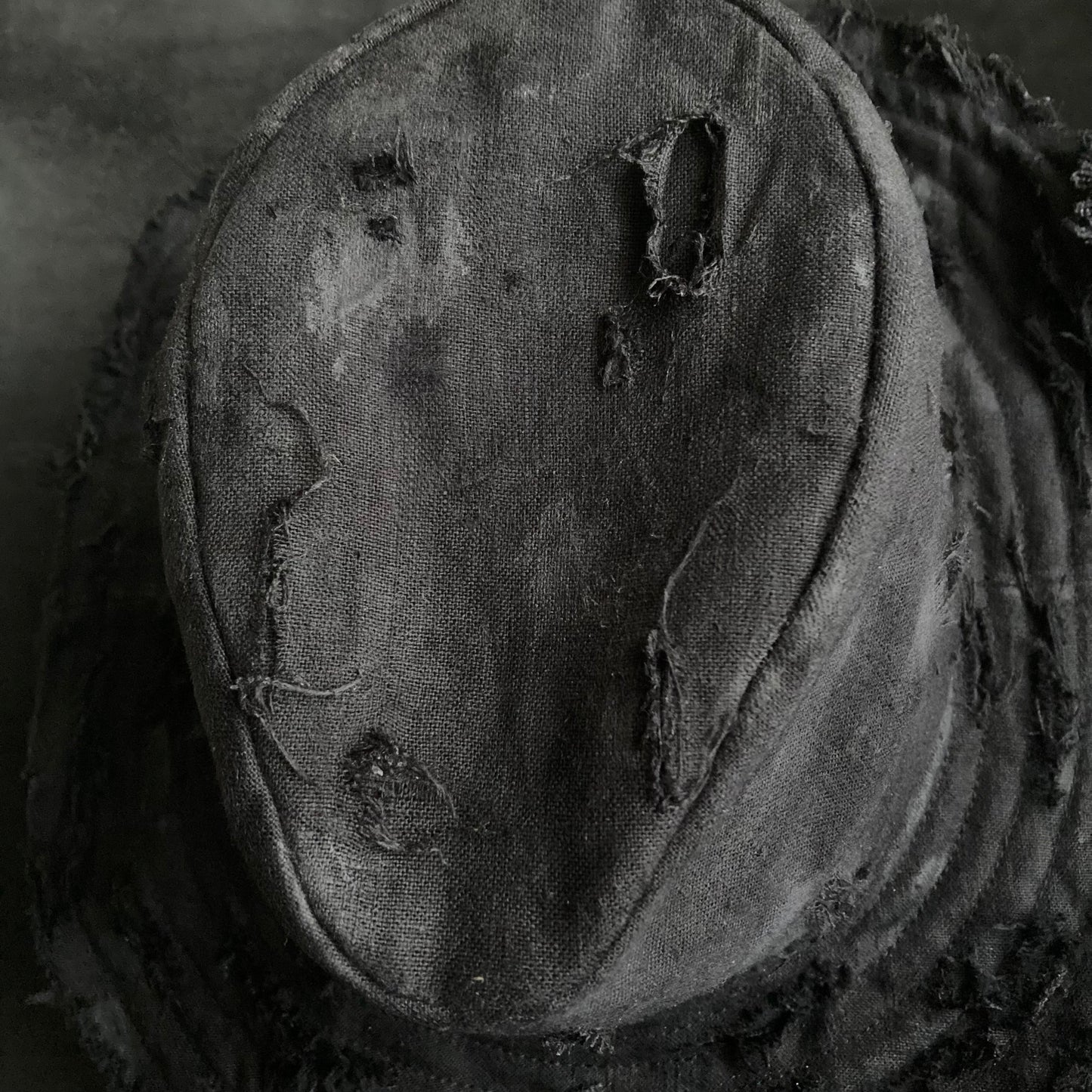 Black linen damage dirt fedora hat